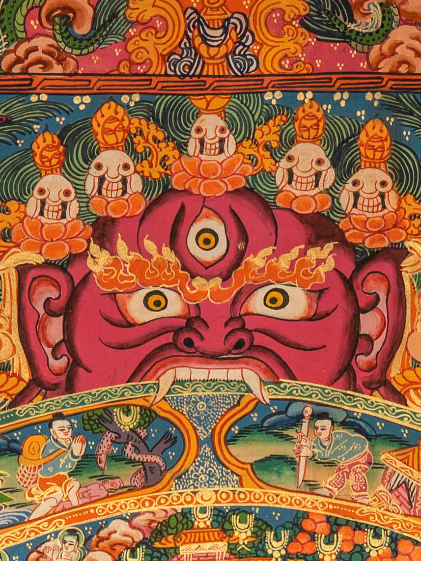 Wheel of Life Thangka Painting – Tibetan Buddhist Samsara Art