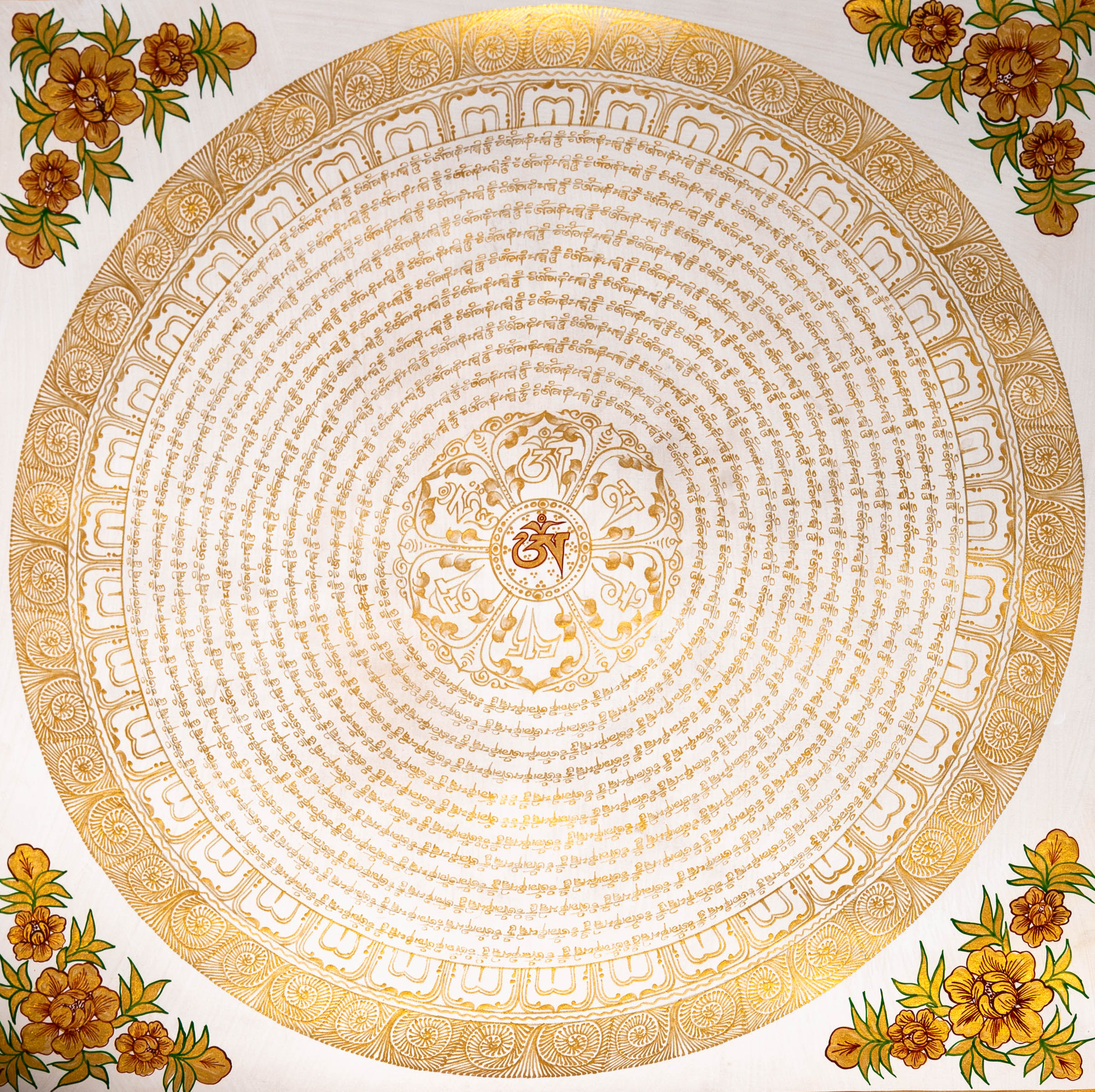 Tibetan Mantra Mandala Thangka for wall hanging decor.