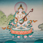 Saraswati Thangka - Sacred Painting  