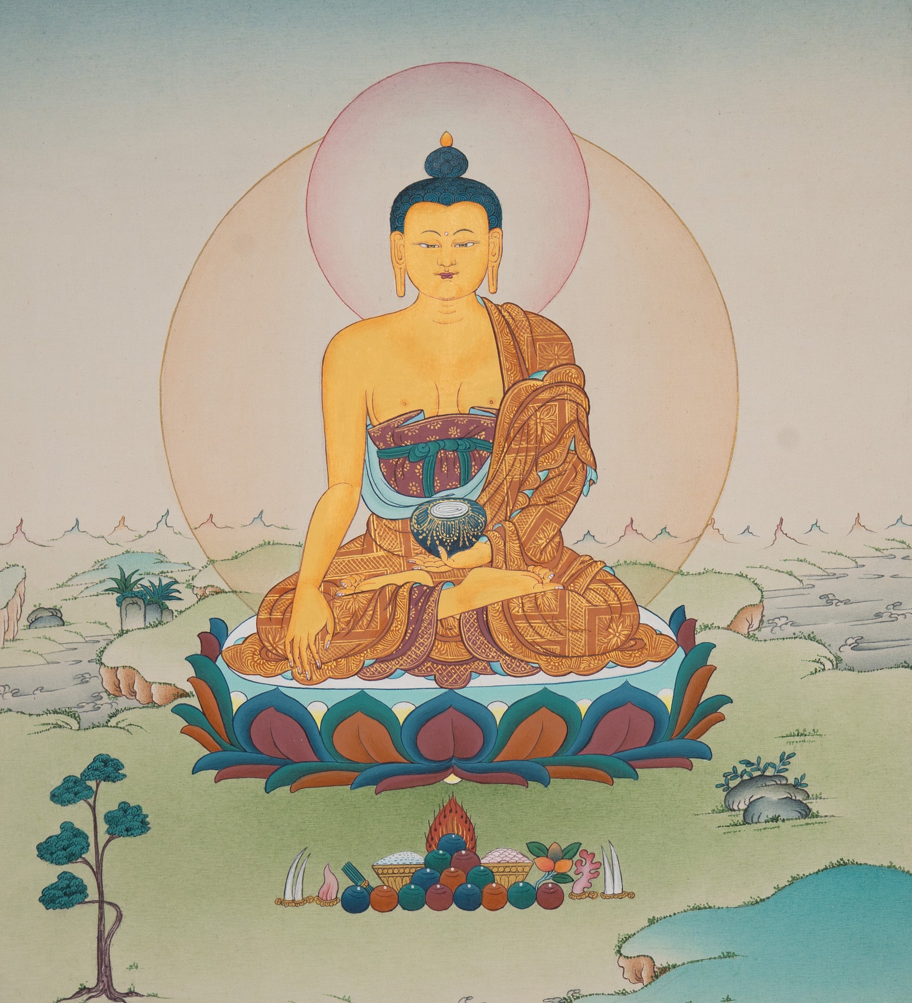 Shakyamuni Buddha Thangka - Handpainted Tibetan Art