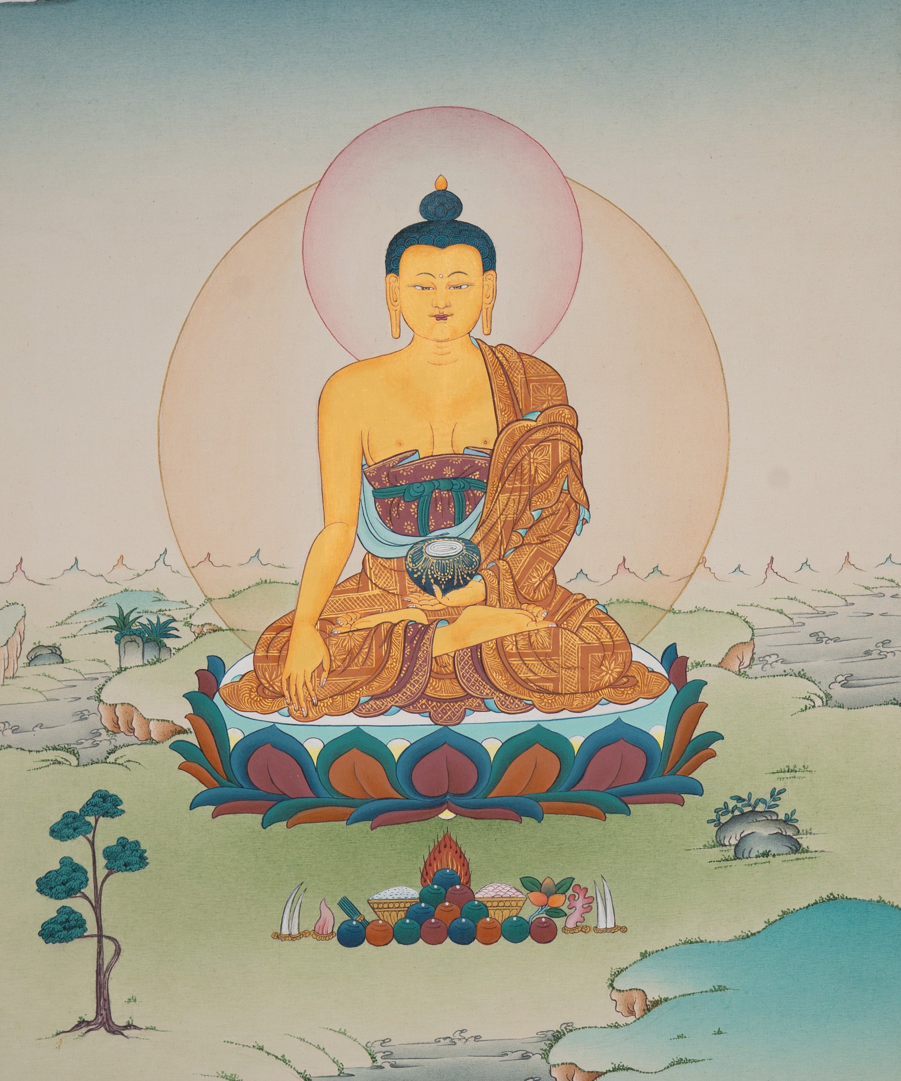 Shakyamuni Buddha Thangka - Handpainted Tibetan Art