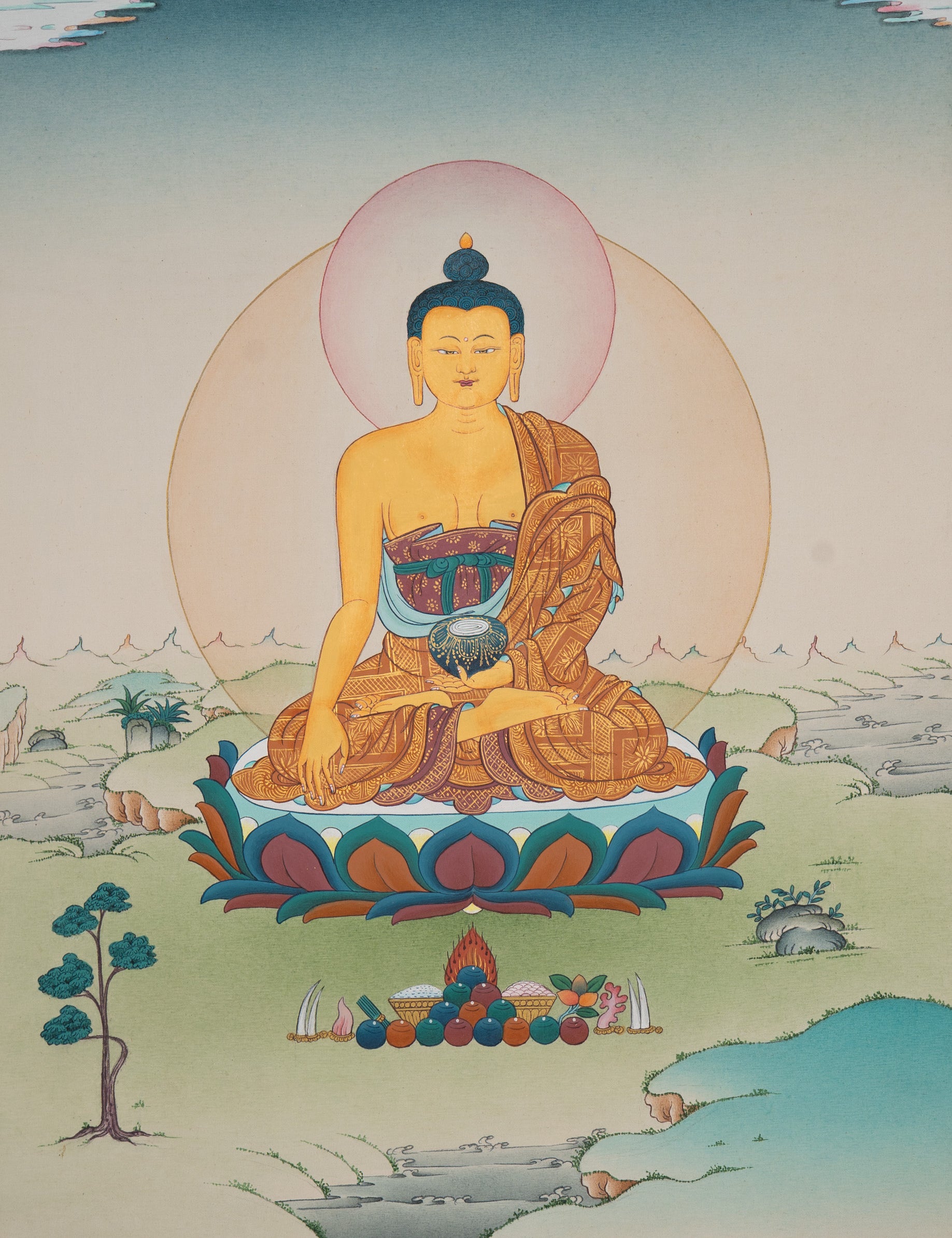 Shakyamuni Buddha Thangka - Handpainted Tibetan Art