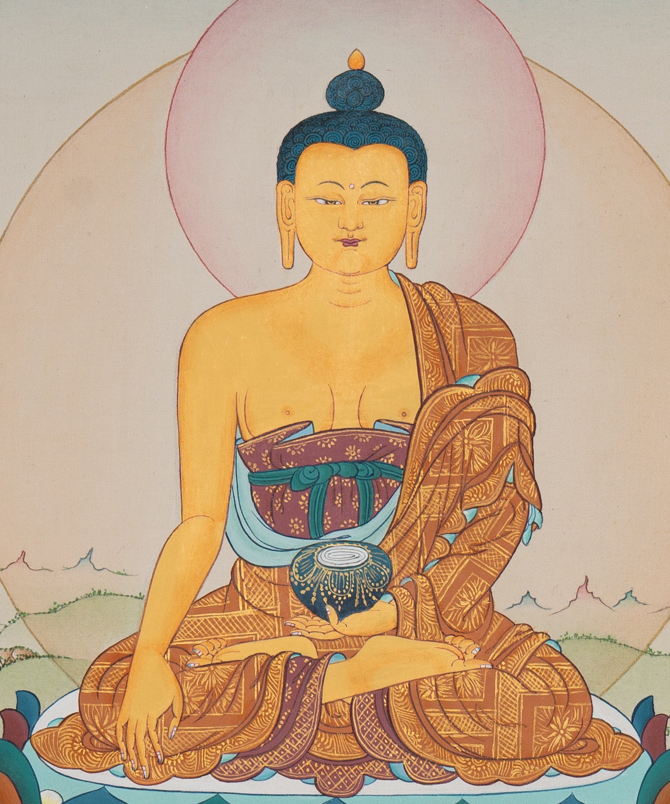 Shakyamuni Buddha Thangka - Handpainted Tibetan Art