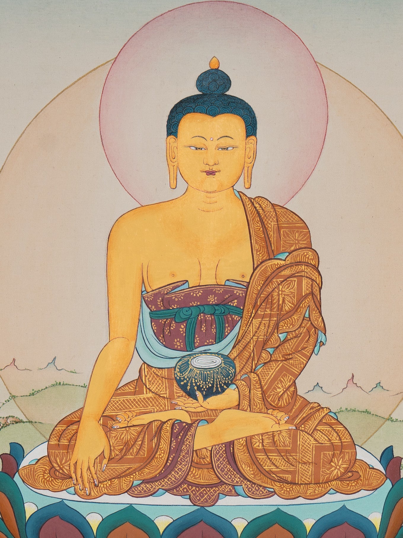 Shakyamuni Buddha Thangka - Handpainted Tibetan Art