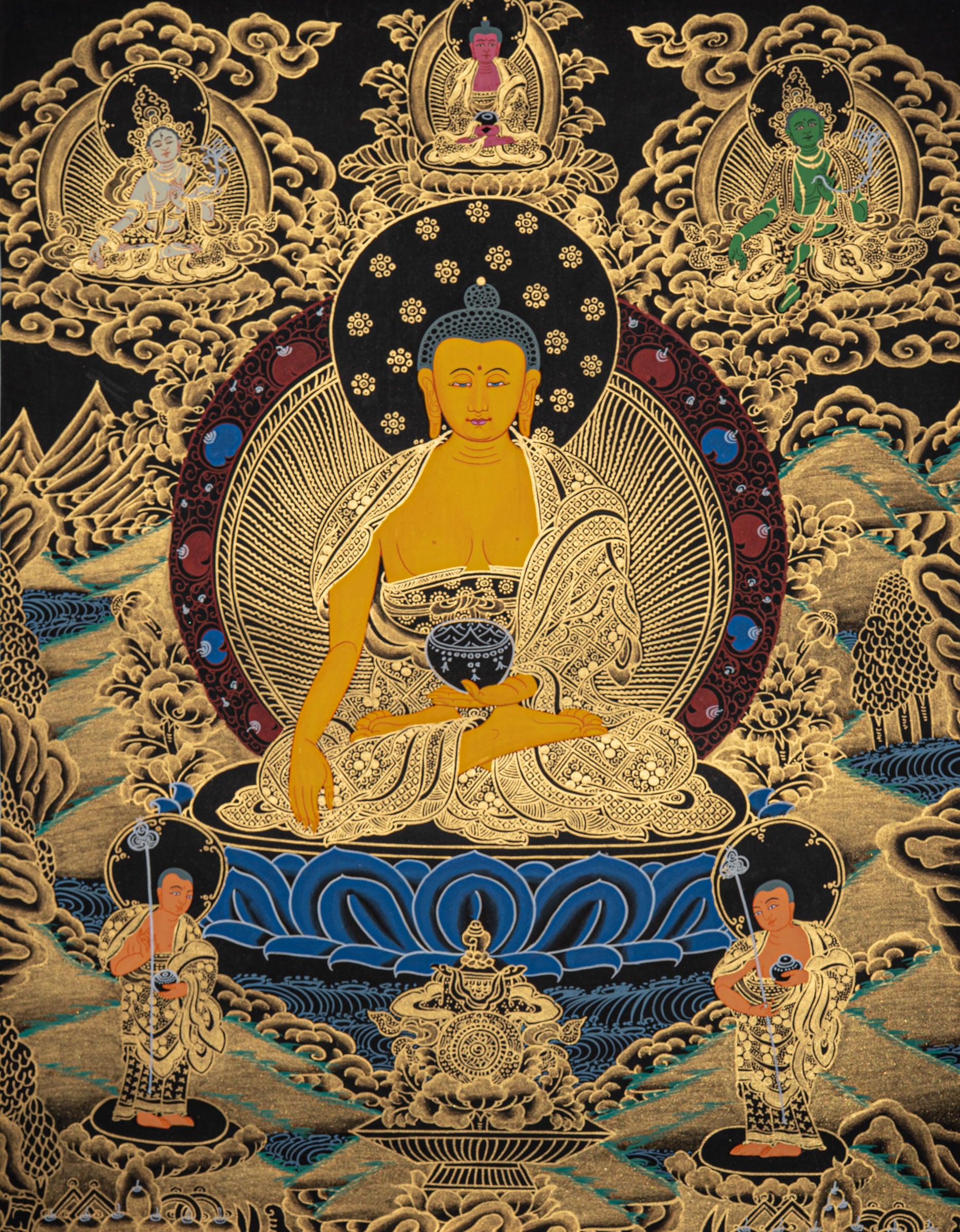 Enlightened Buddha Thangka - Wall hanging decor