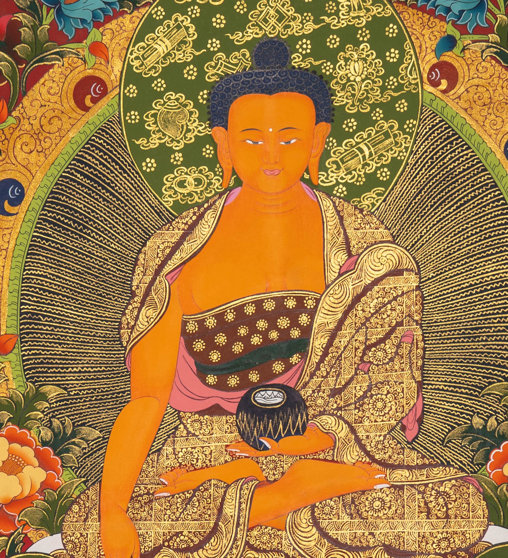 Shakyamuni Buddha Thangka - Handpainted Art