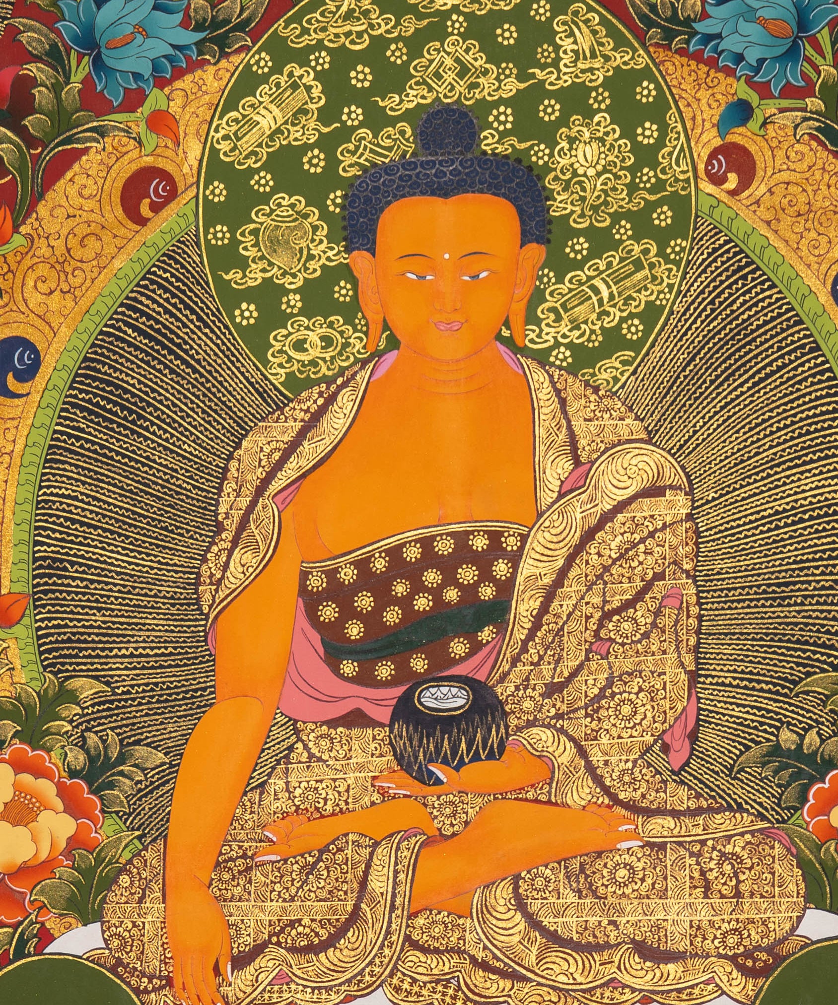Shakyamuni Buddha Thangka - Handpainted Art