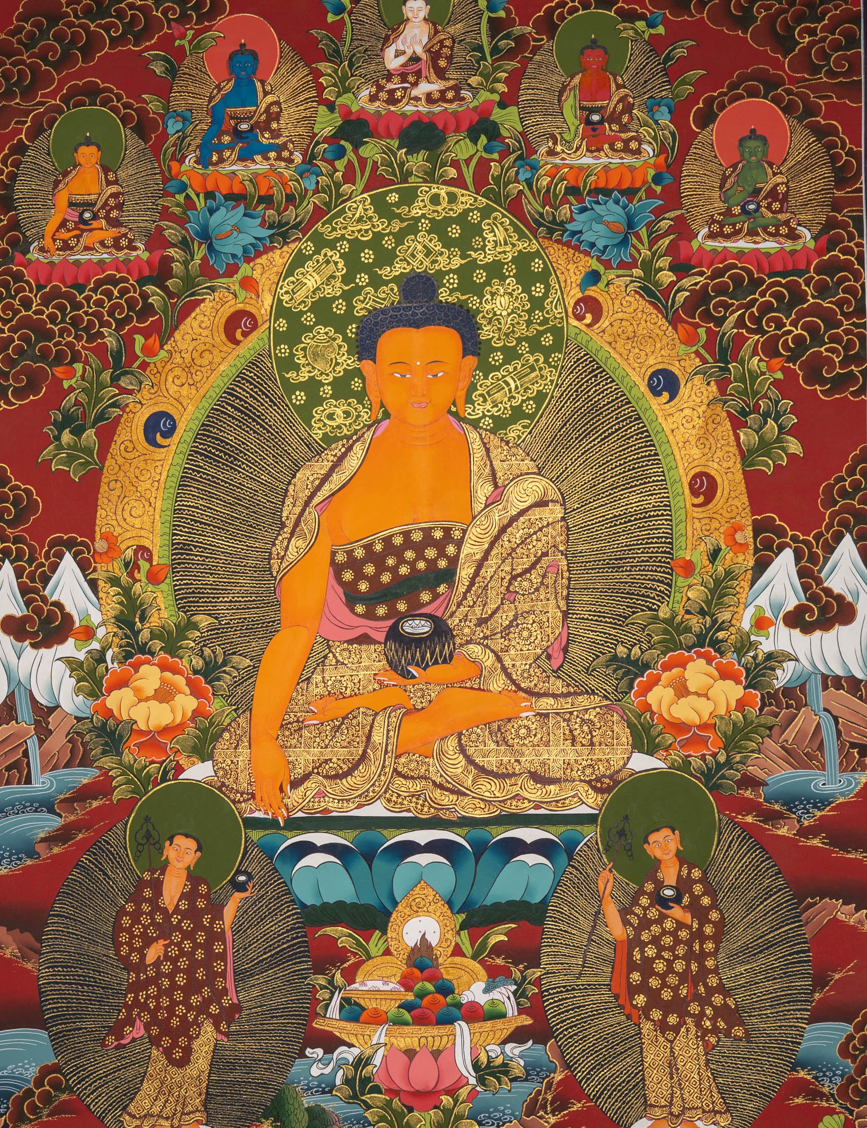 Shakyamuni Buddha Thangka - Handpainted Art