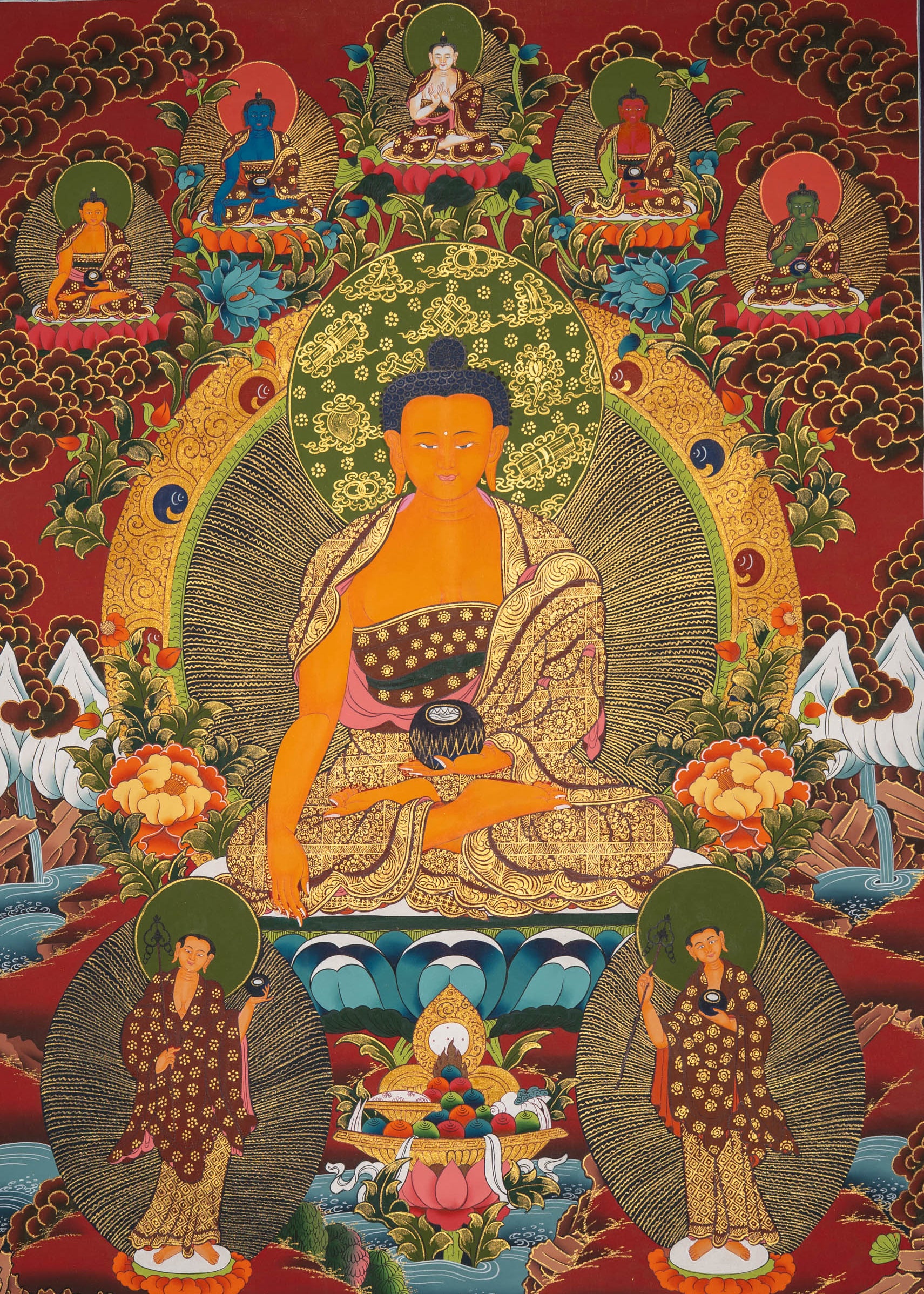 Shakyamuni Buddha Thangka - Handpainted Art