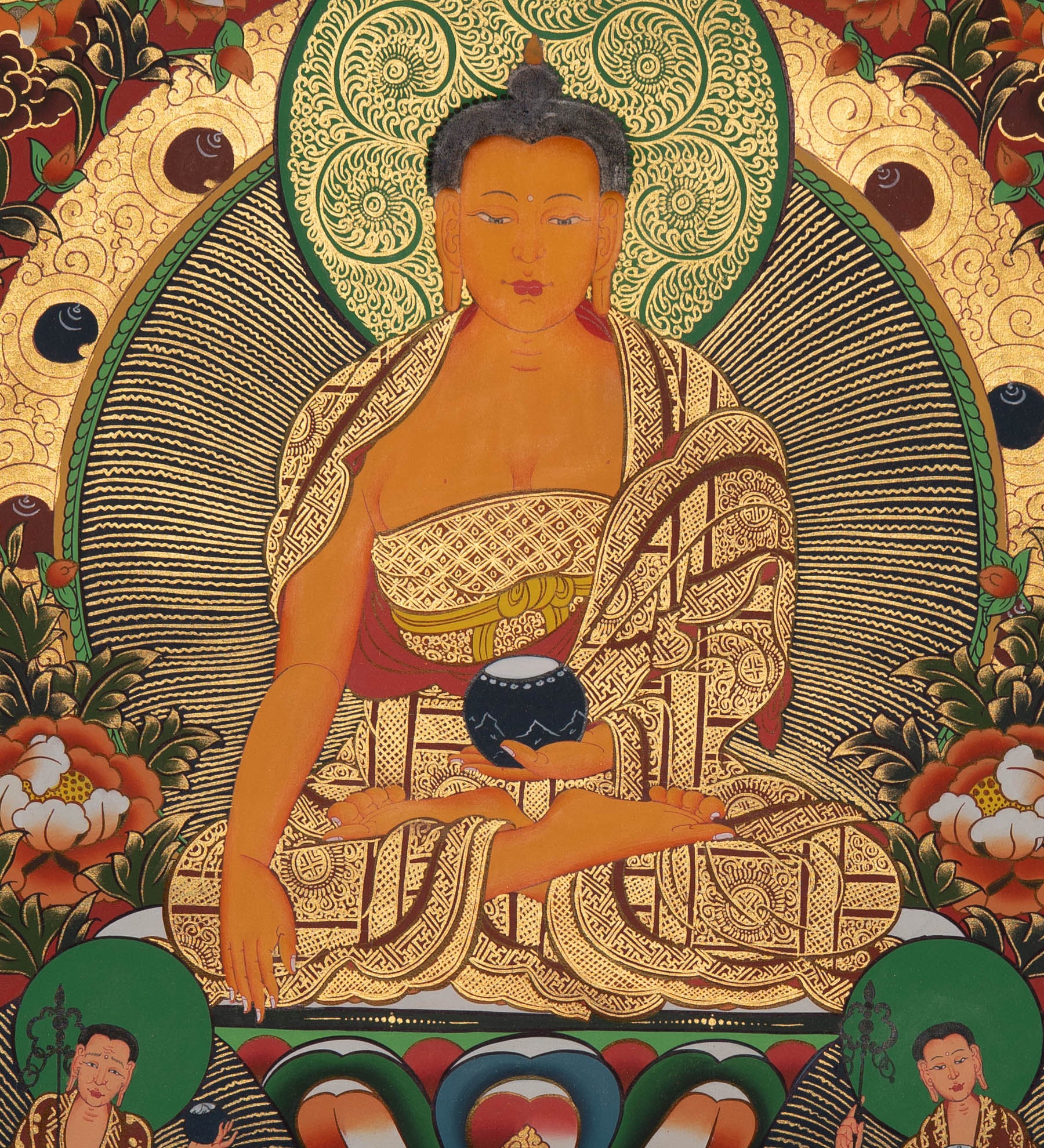 Shakyamuni Buddha with 5 Dhyani Buddhas - Tibetan Art