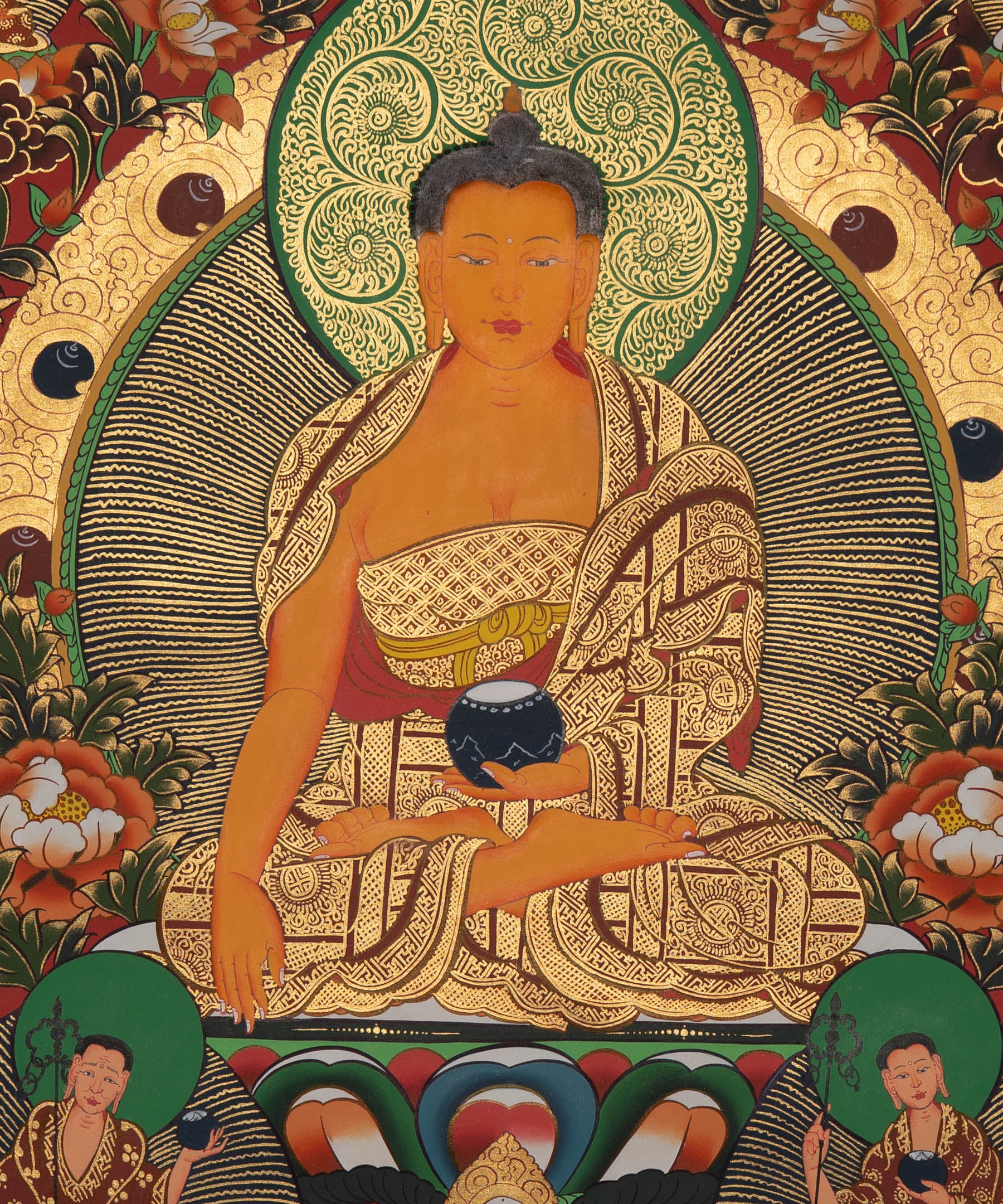 Shakyamuni Buddha with 5 Dhyani Buddhas - Tibetan Art