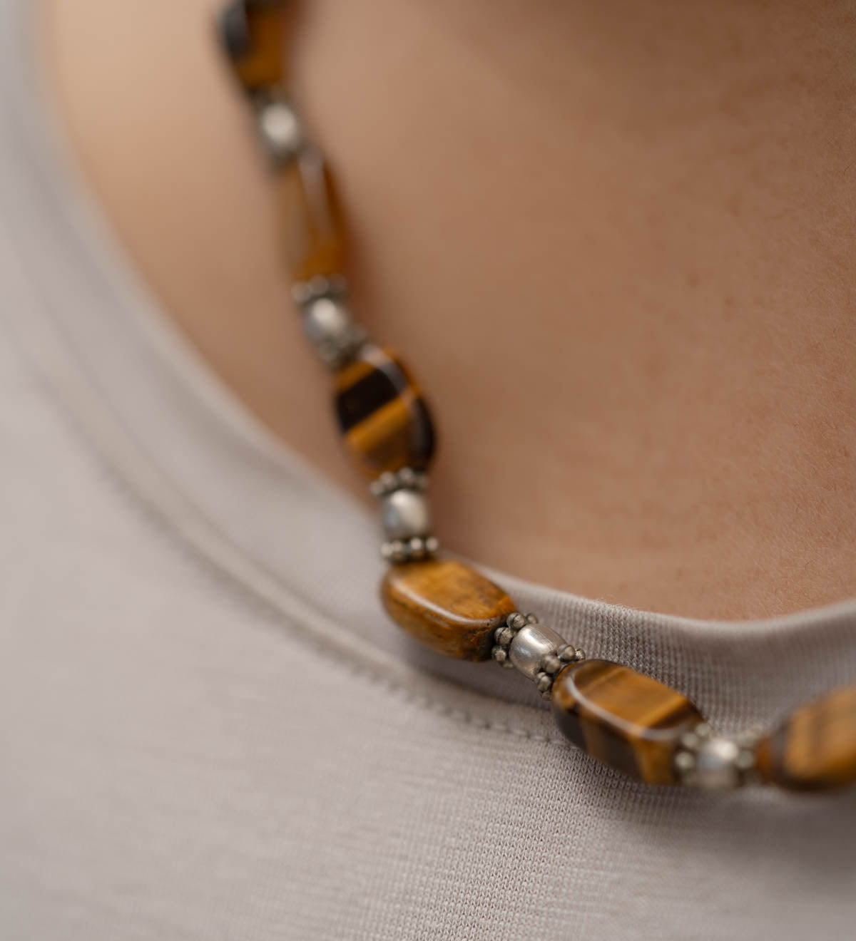 Tiger Eye Stone Beaded Necklace