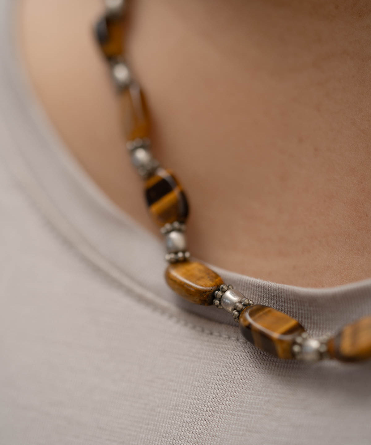 Tiger Eye Stone Beaded Necklace