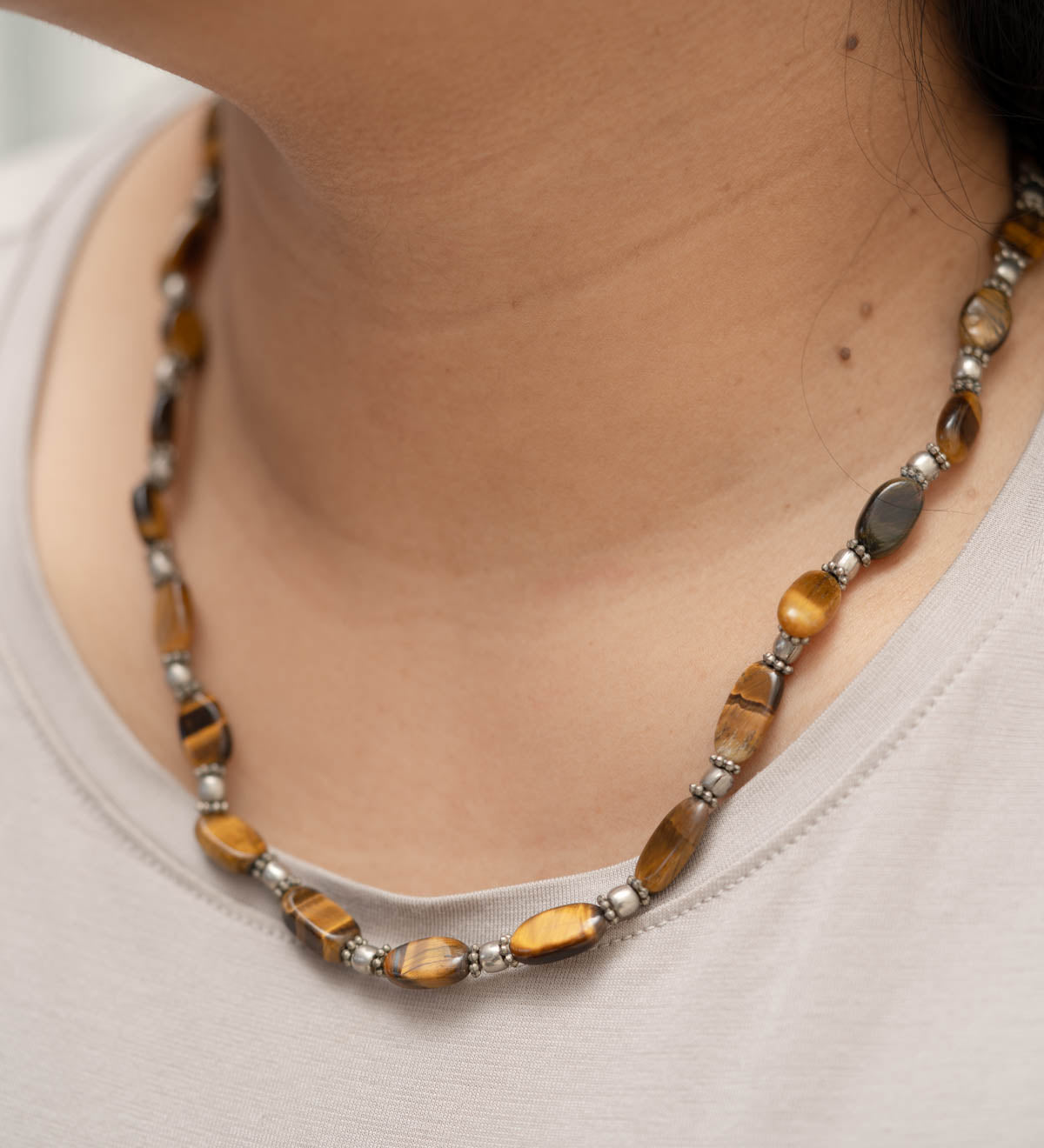 Tiger Eye Stone Beaded Necklace