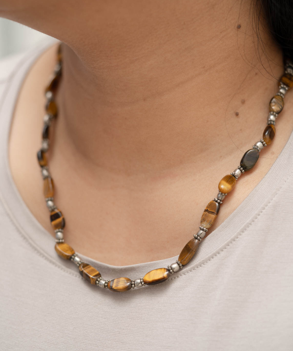 Tiger Eye Stone Beaded Necklace