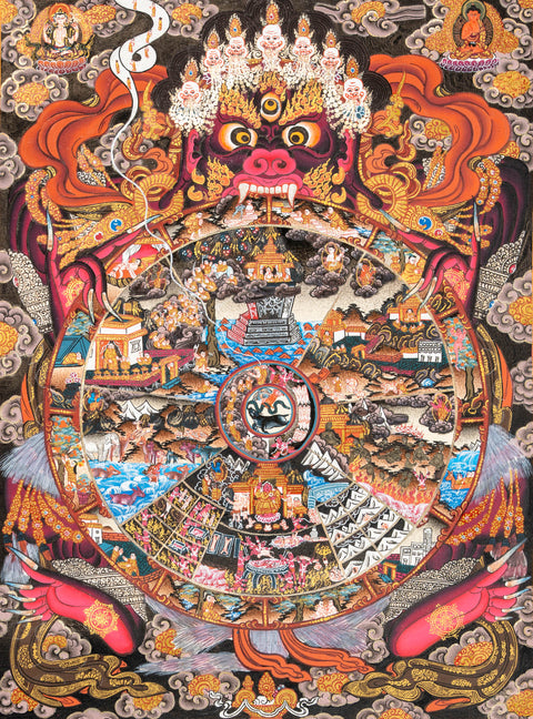 Wheel of Life symbolic Thangka painting
