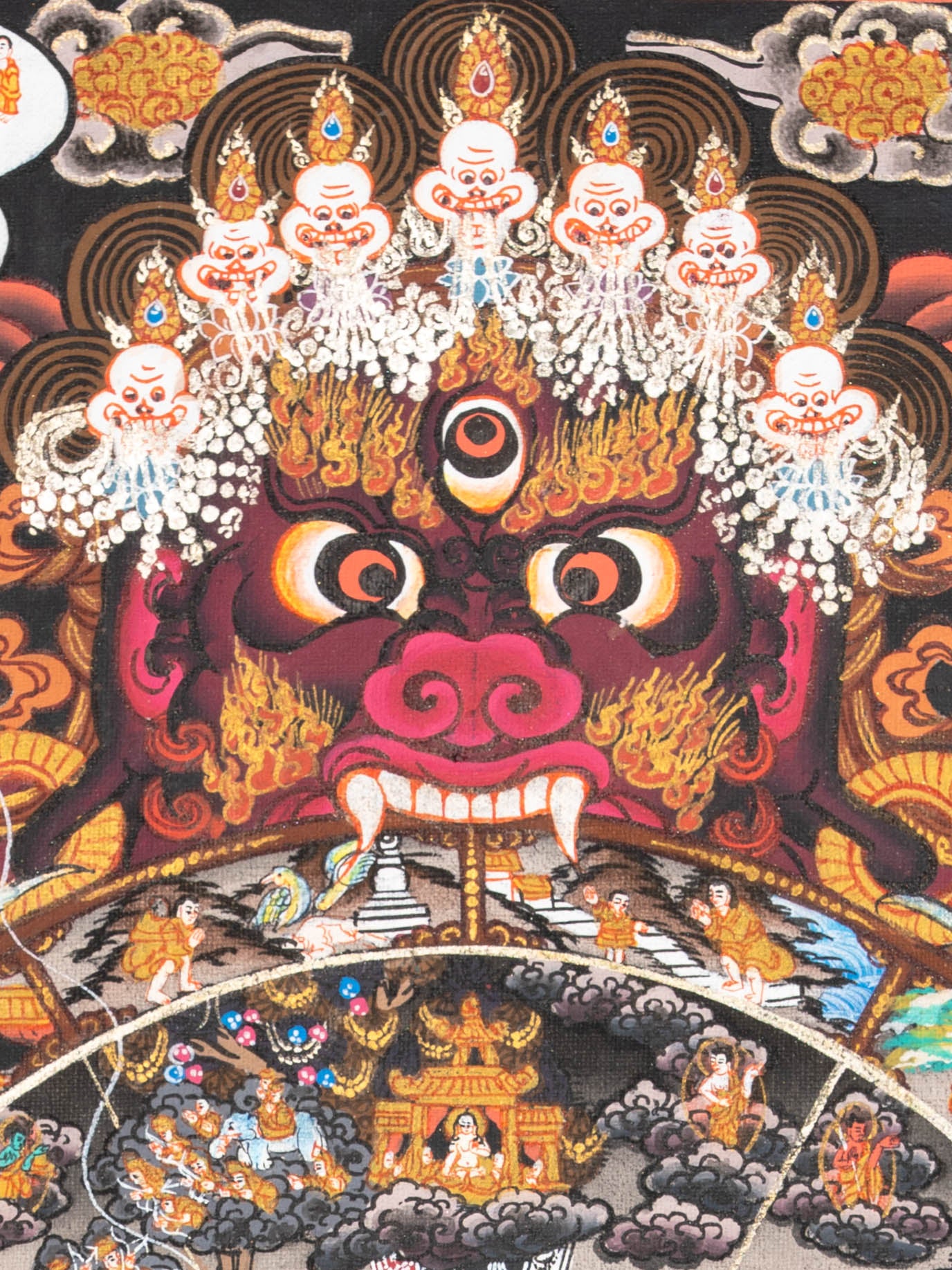 Wheel of Life (Bhavachakra) - Handpainted Thangka