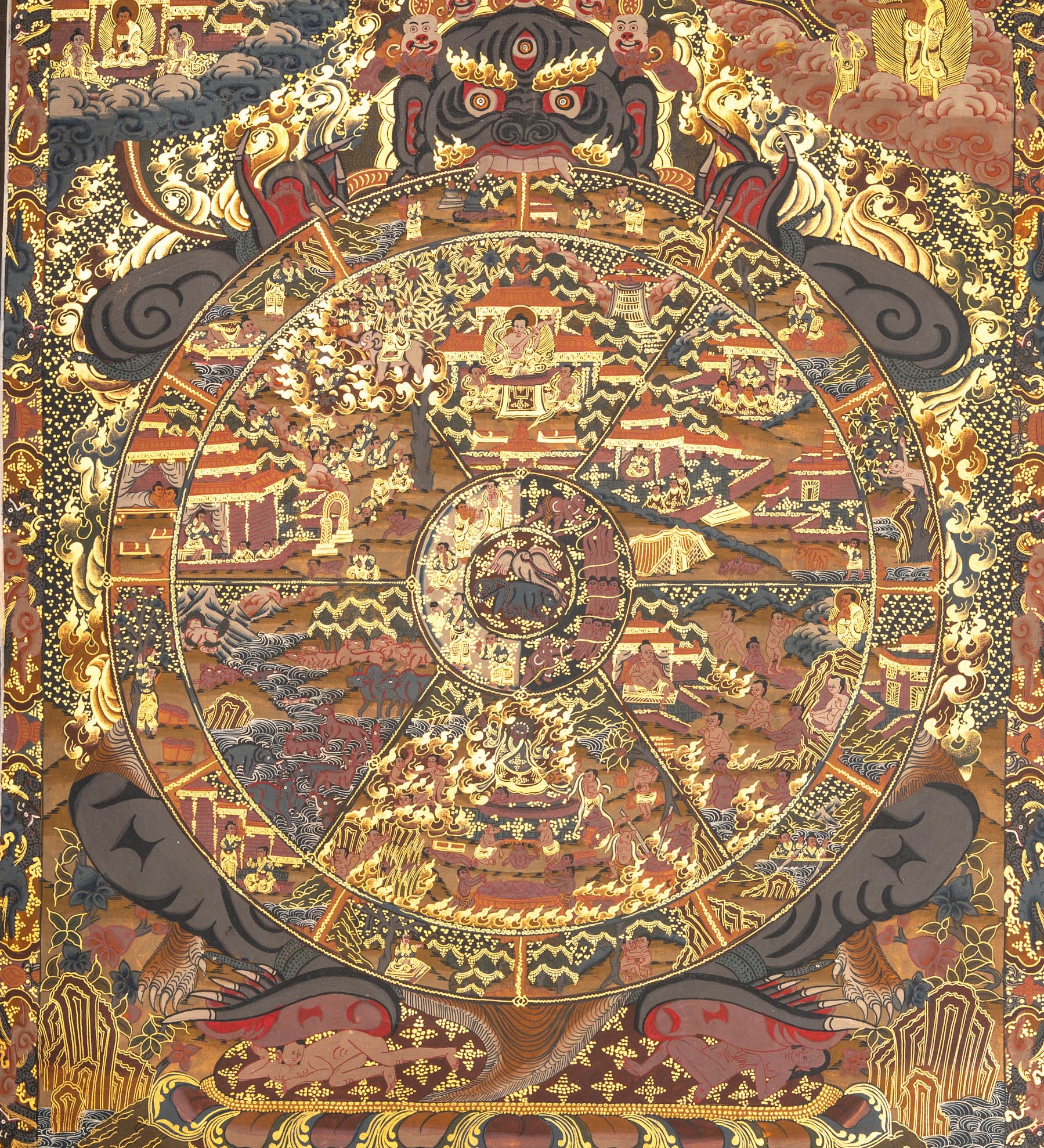 Antique Wheel of Life - Sacred Thangka