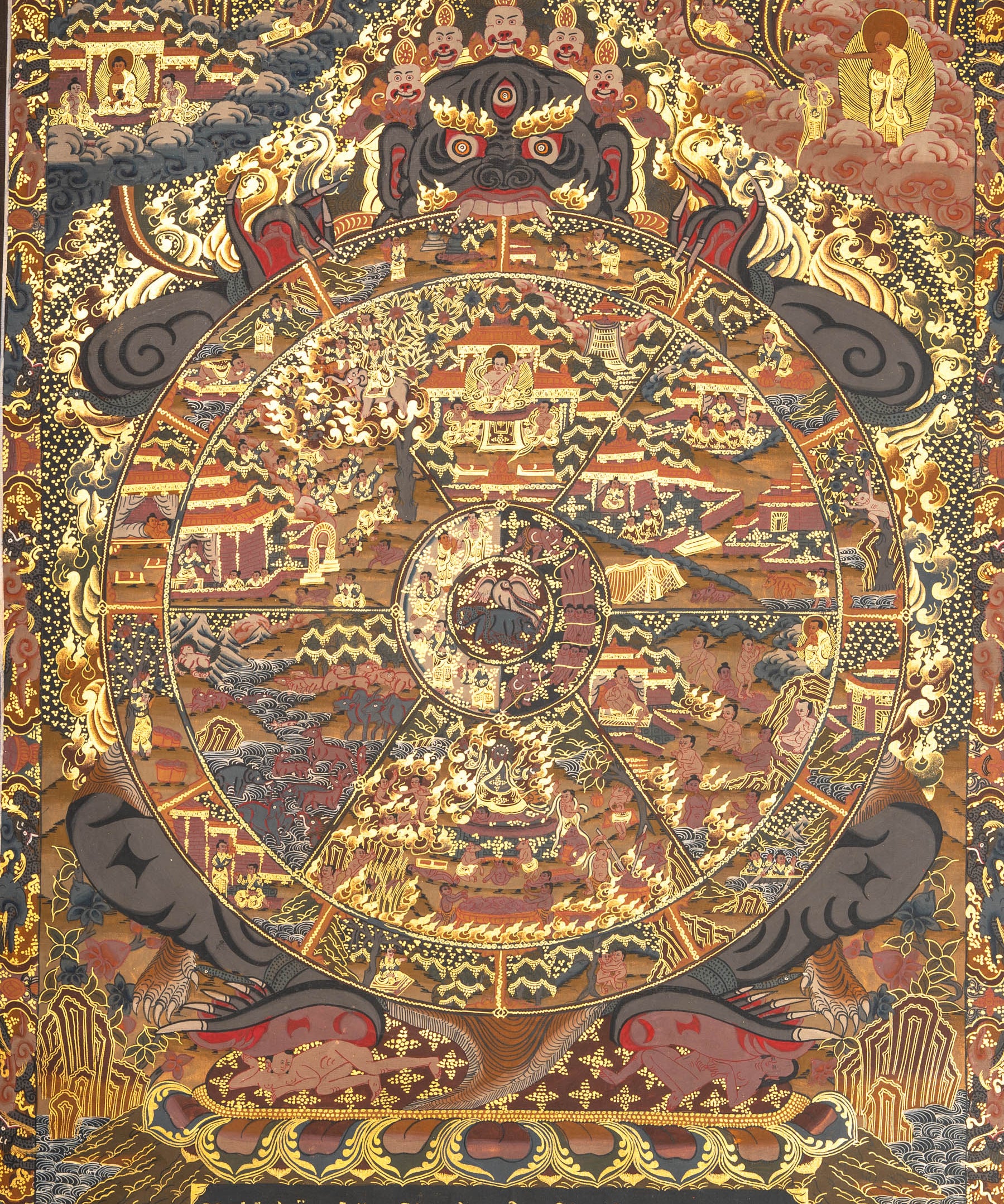 Antique Wheel of Life - Sacred Thangka