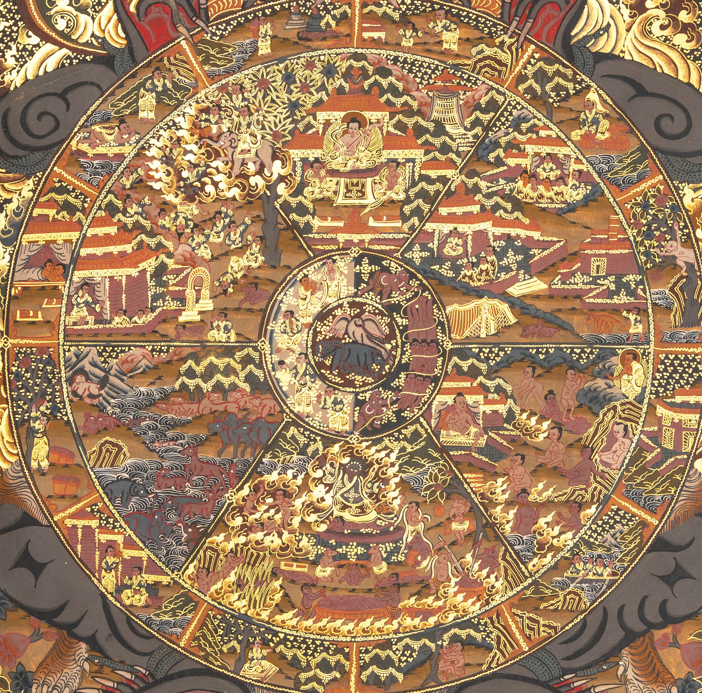 Antique Wheel of Life - Sacred Thangka