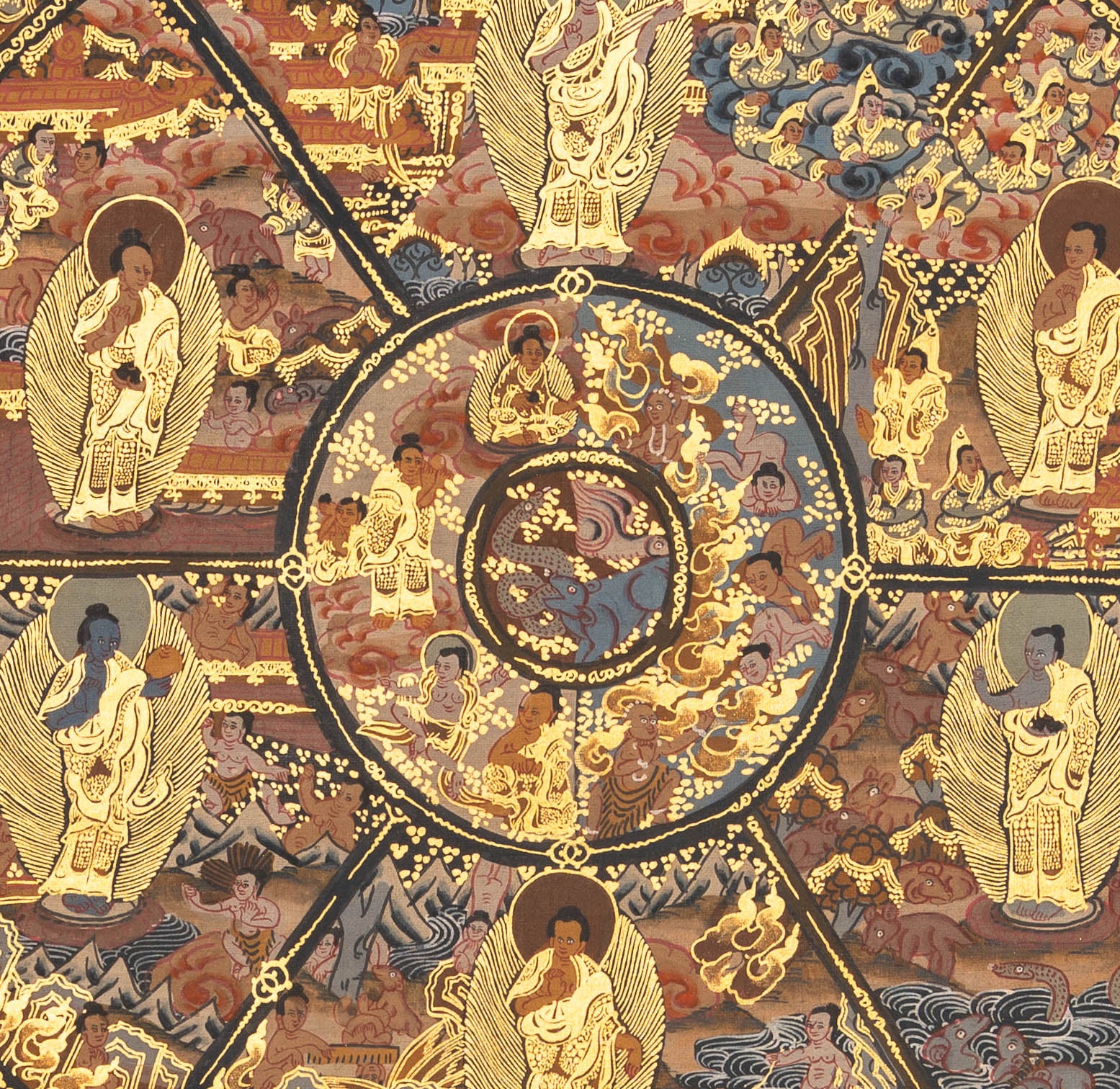 Wheel of Life (Bhavachakra) Thangka - Sacred Handpainted Art