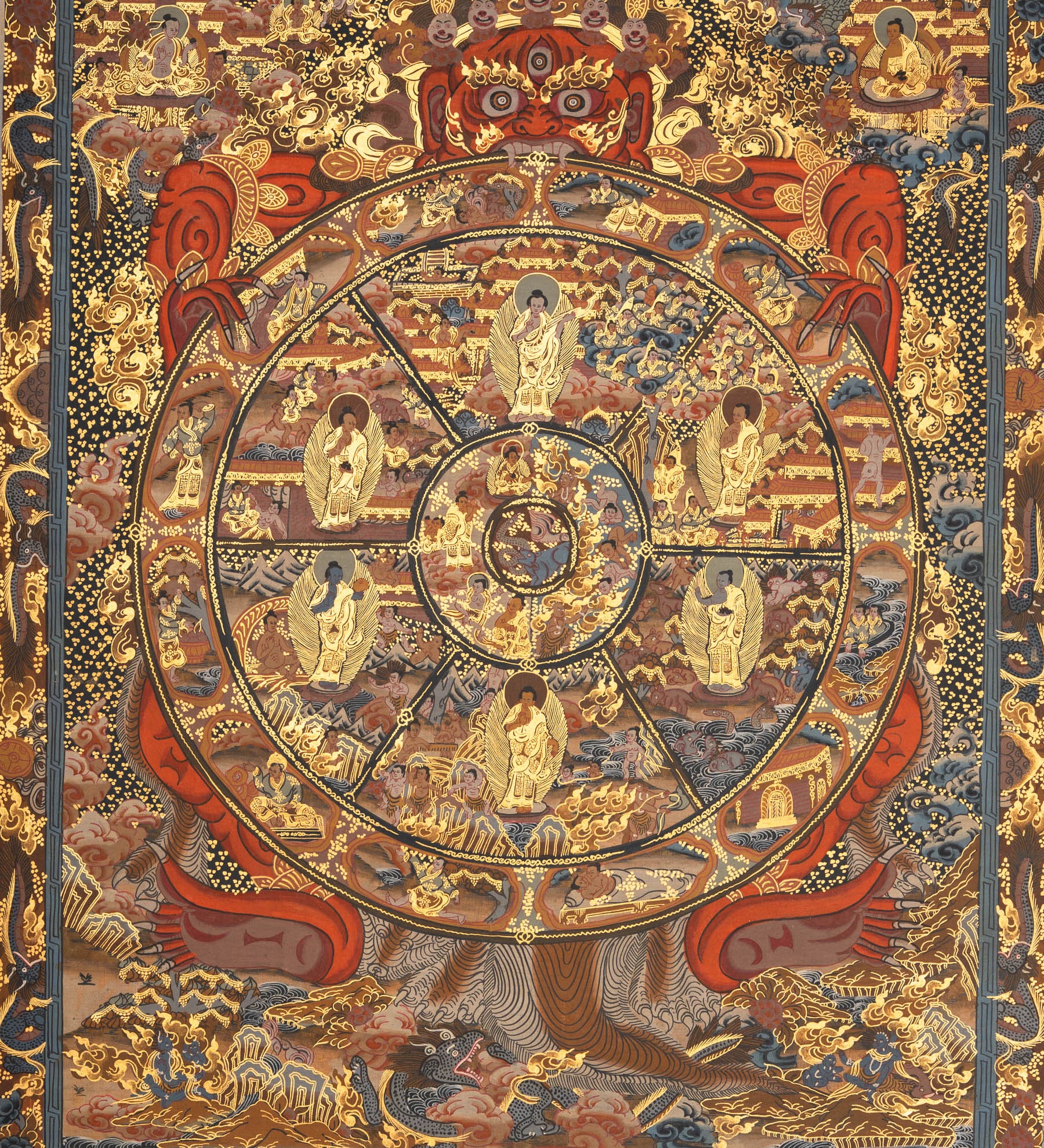 Wheel of Life (Bhavachakra) Thangka - Sacred Handpainted Art