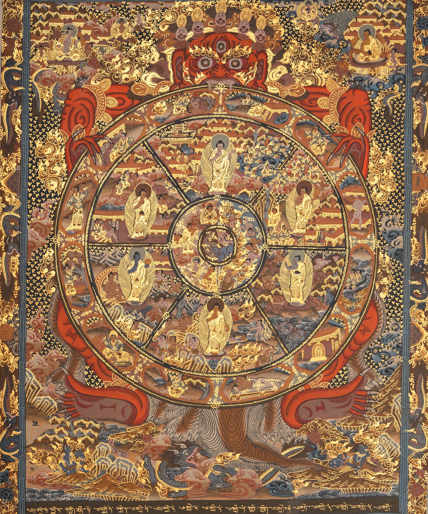 Wheel of Life (Bhavachakra) Thangka - Sacred Handpainted Art