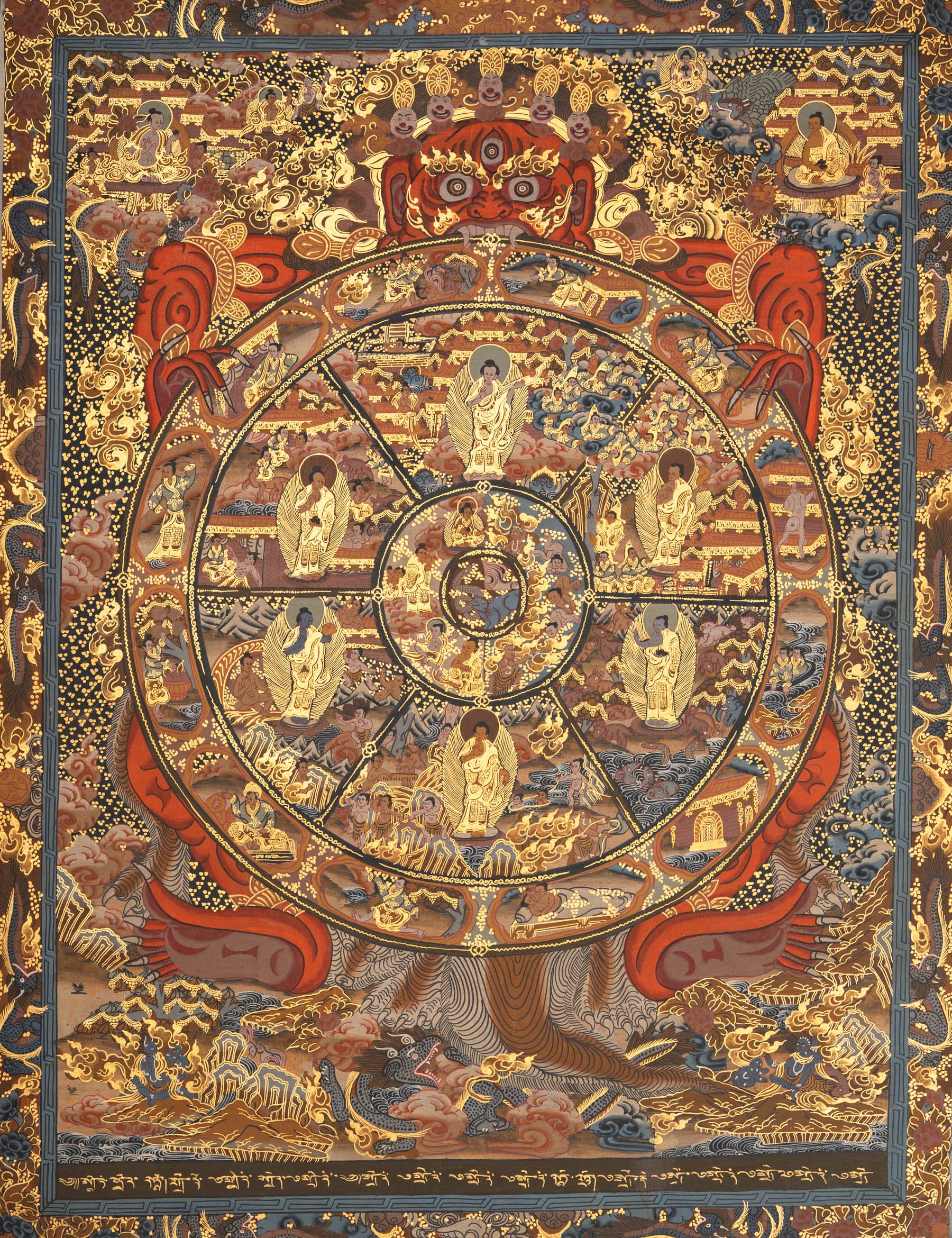 Wheel of Life (Bhavachakra) Thangka - Sacred Handpainted Art