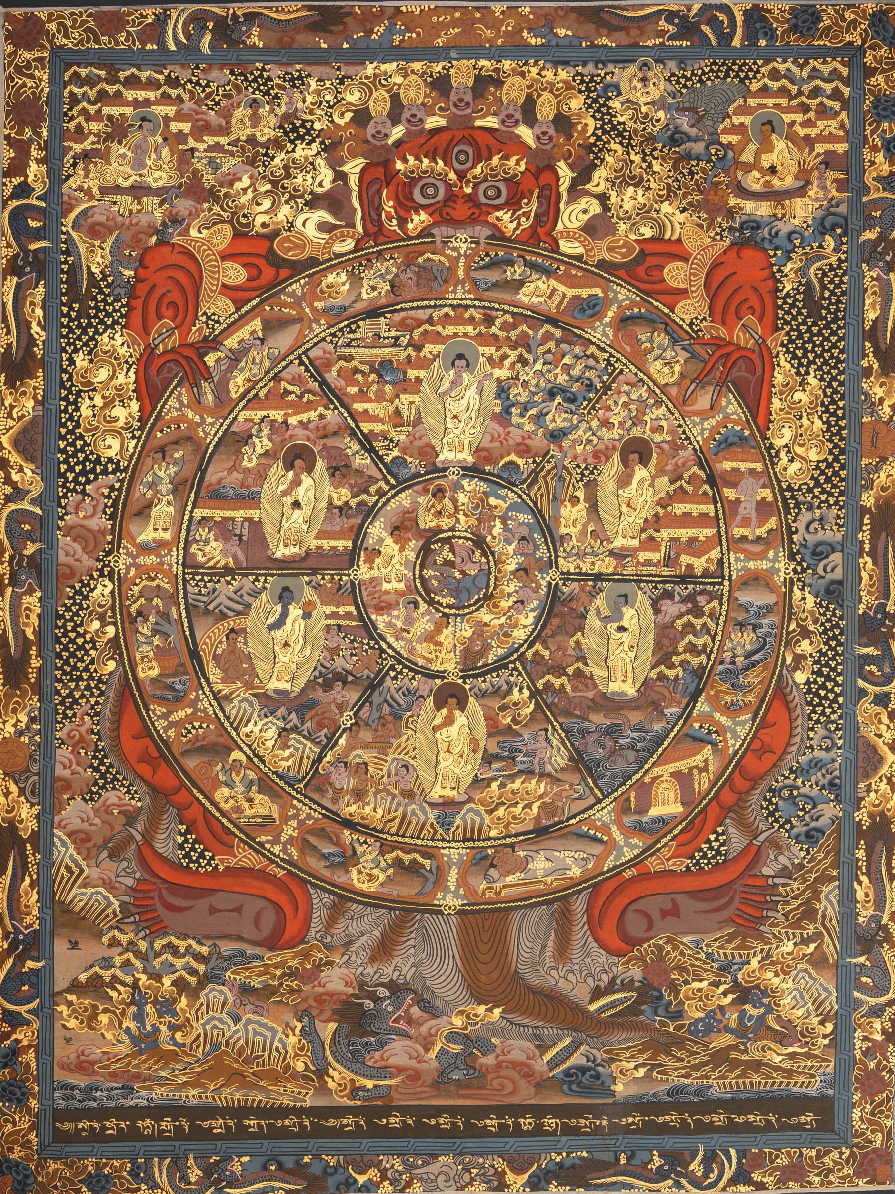 Wheel of Life (Bhavachakra) Thangka - Sacred Handpainted Art