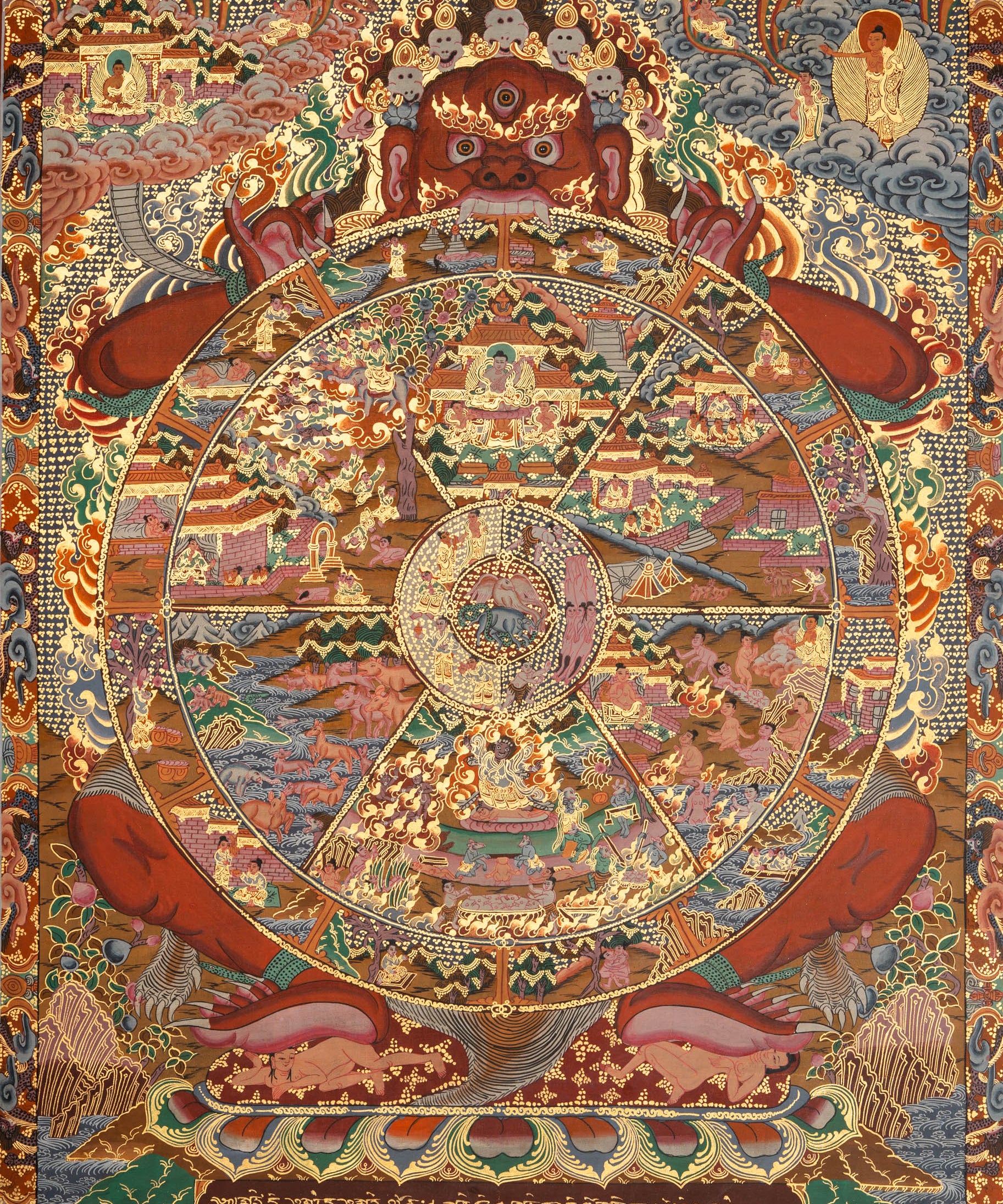 Wheel of Life Thangka - Handpainted Art
