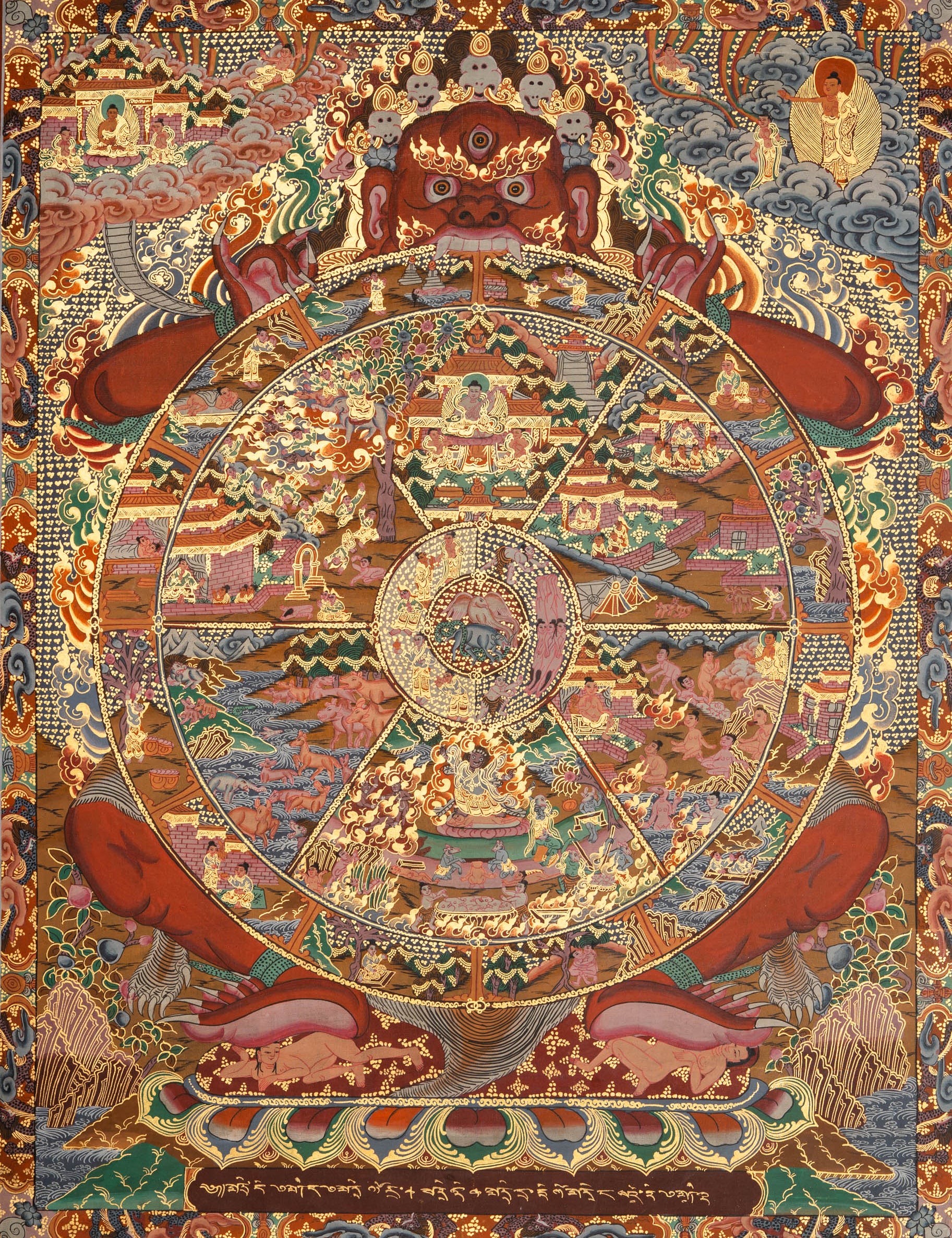 Wheel of Life Thangka - Handpainted Art
