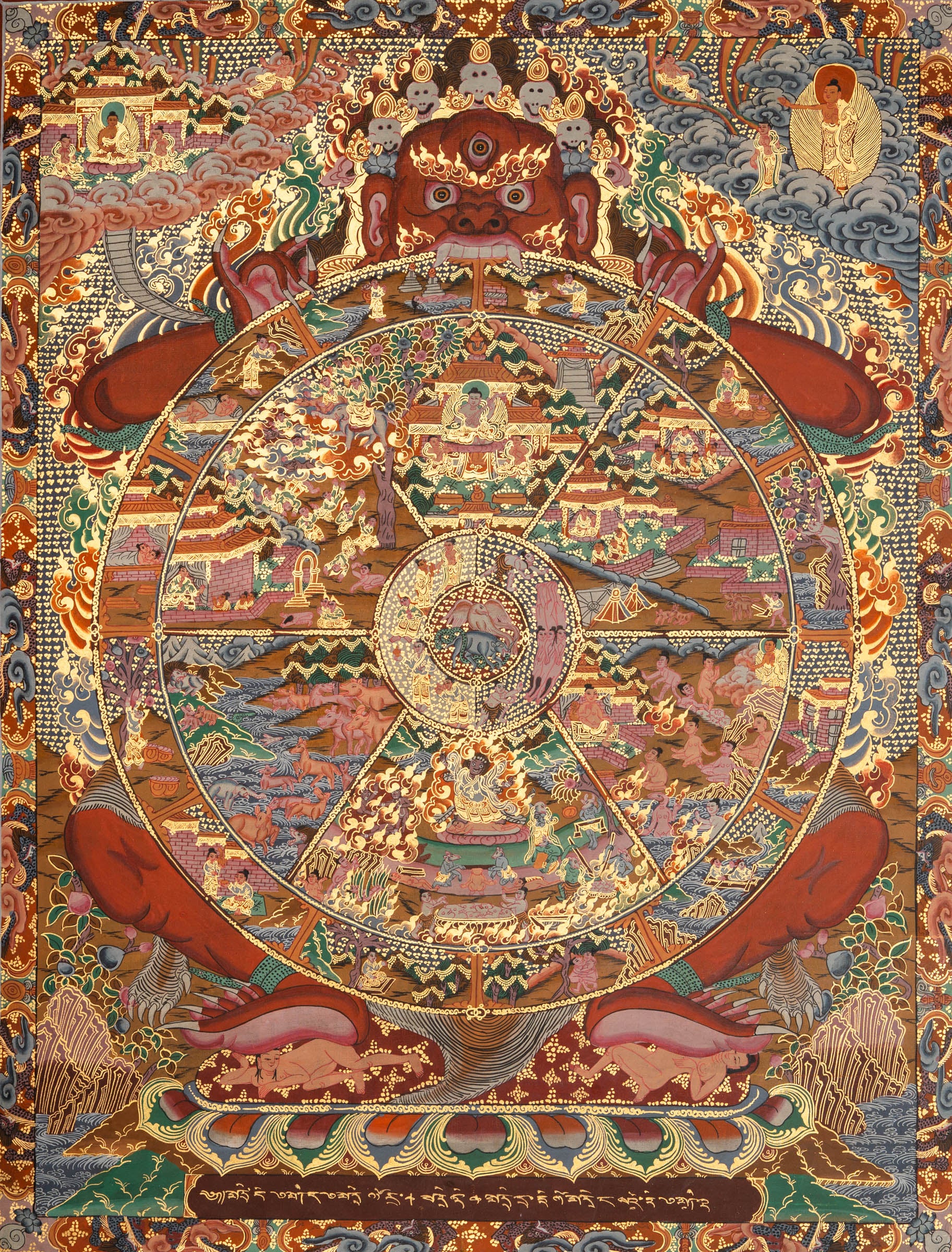 Wheel of Life Thangka - Handpainted Art