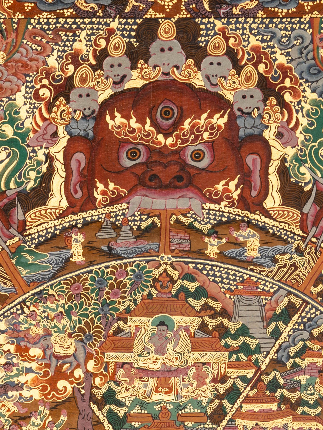 Wheel of Life Thangka - Handpainted Art