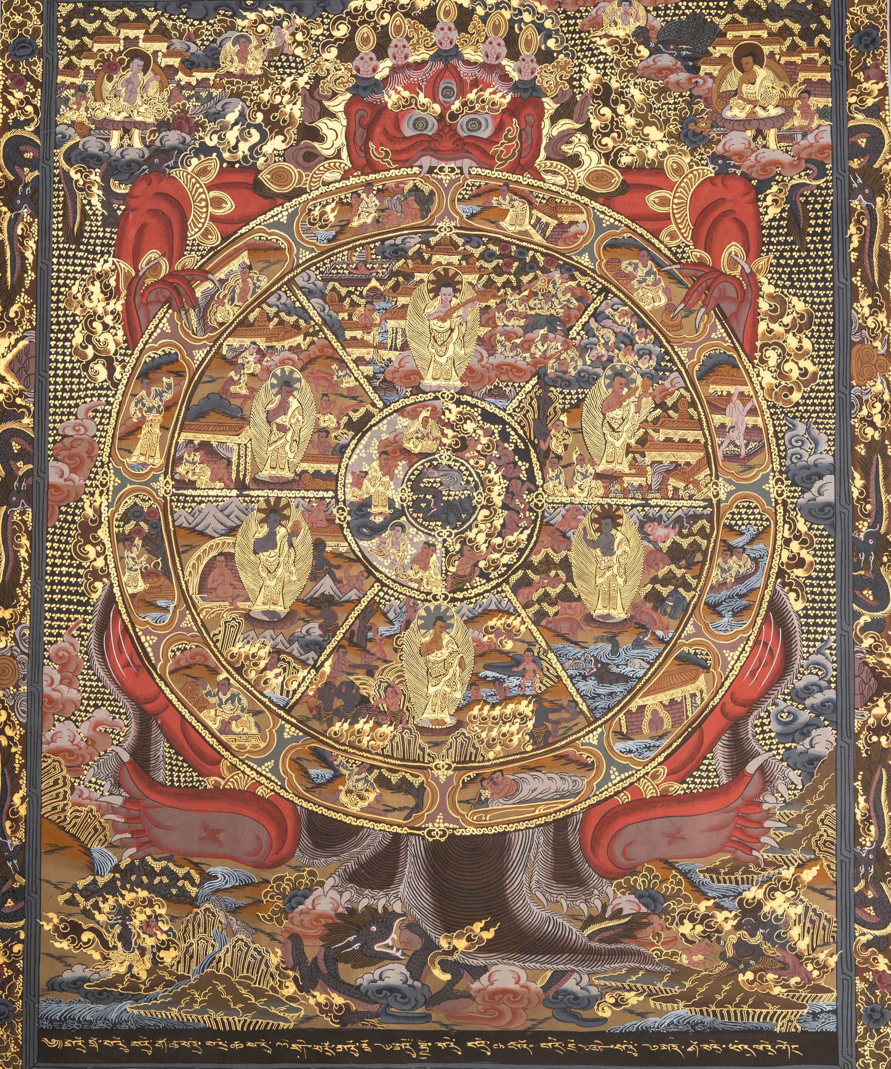 Samsara Mandala - Handpainted  Antique Wheel of Life