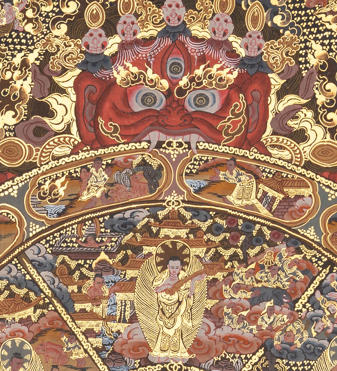 Samsara Mandala - Handpainted  Antique Wheel of Life