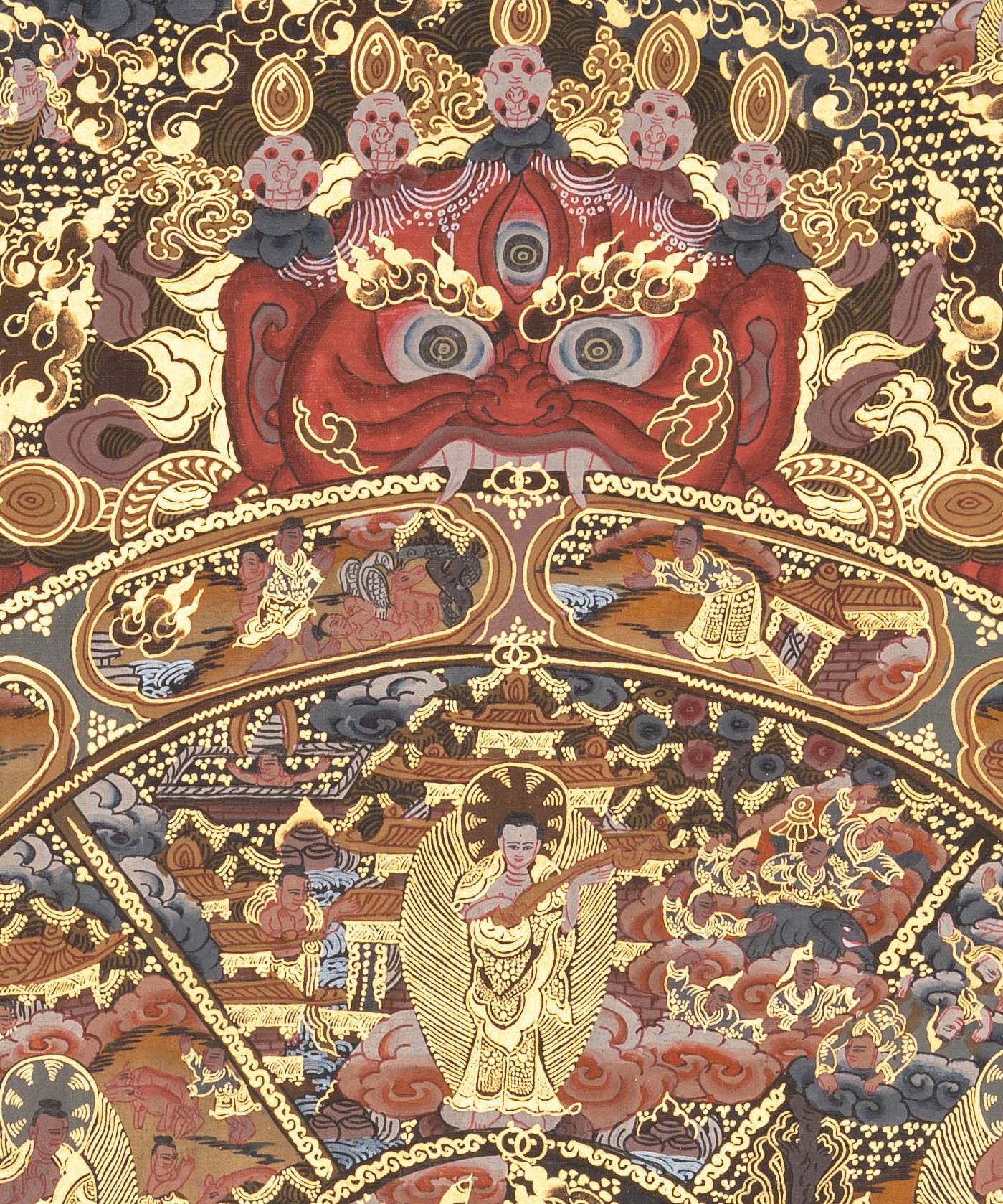 Samsara Mandala - Handpainted  Antique Wheel of Life