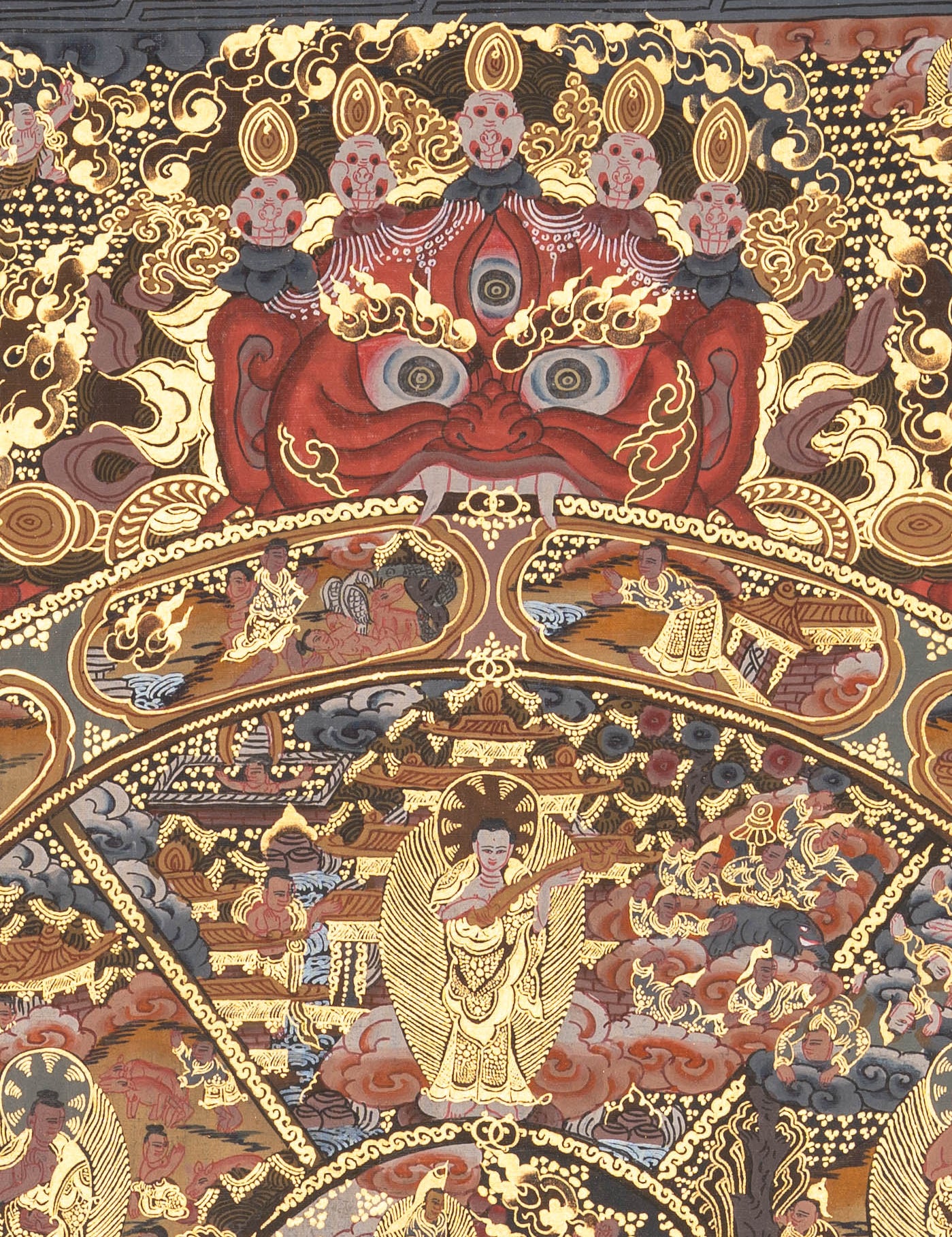 Samsara Mandala - Handpainted  Antique Wheel of Life