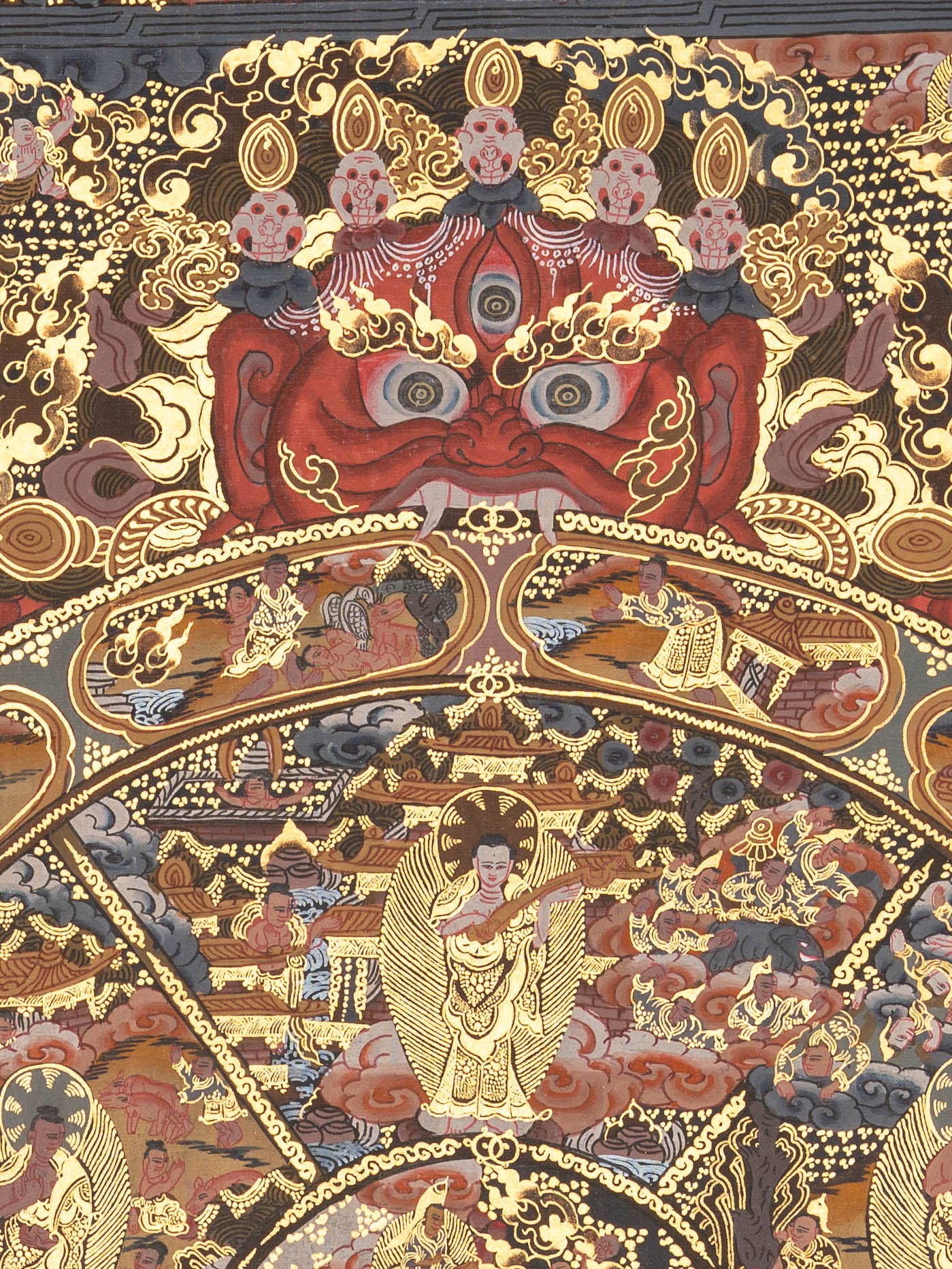 Samsara Mandala - Handpainted  Antique Wheel of Life