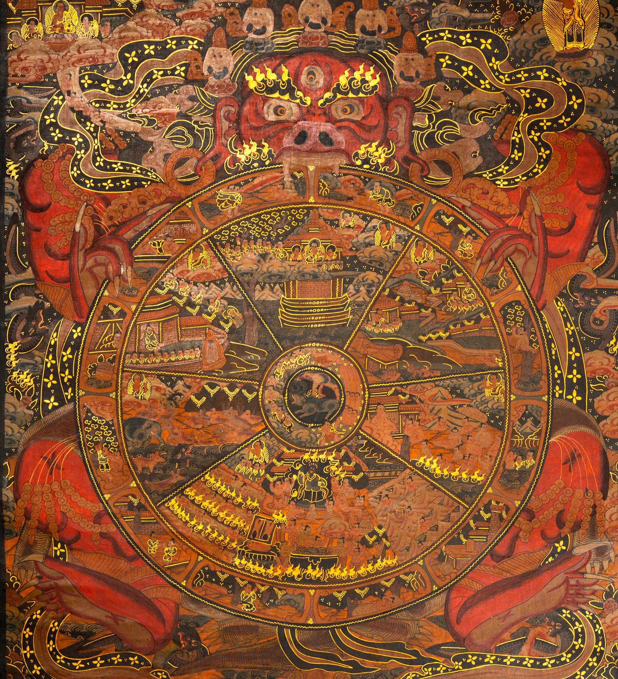 Wheel of Life Thangka - Antique Painting