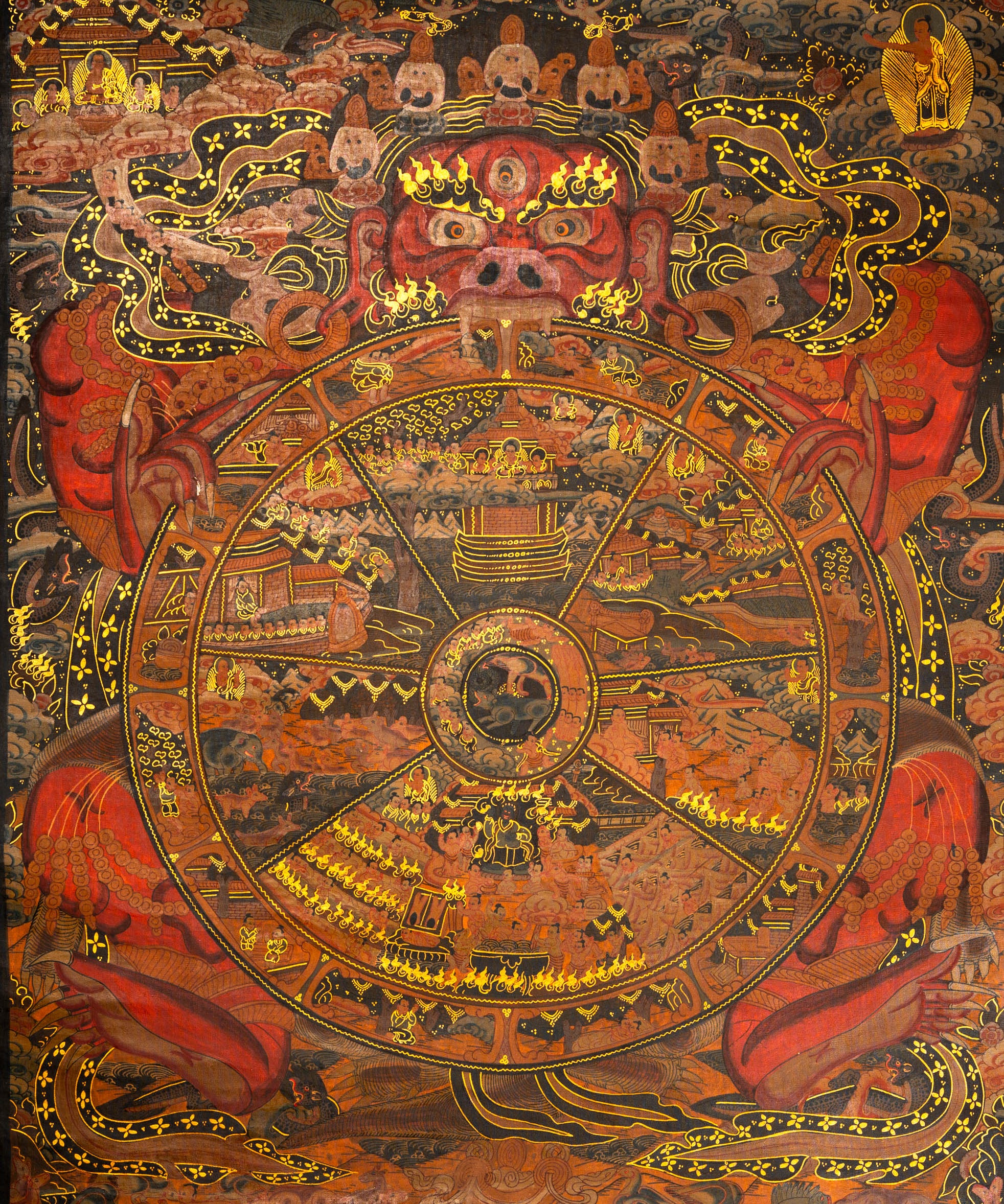 Wheel of Life Thangka - Antique Painting