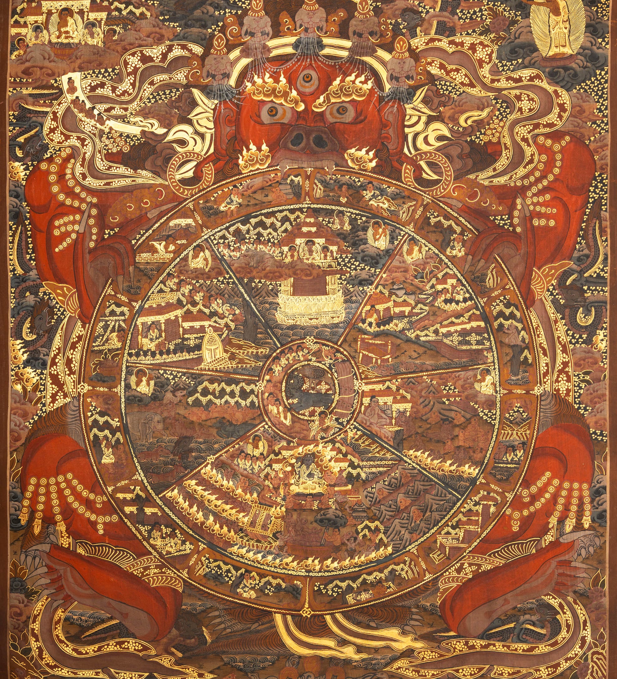 Bhavachakra Thangka Painting – Spiritual Cycle of Life