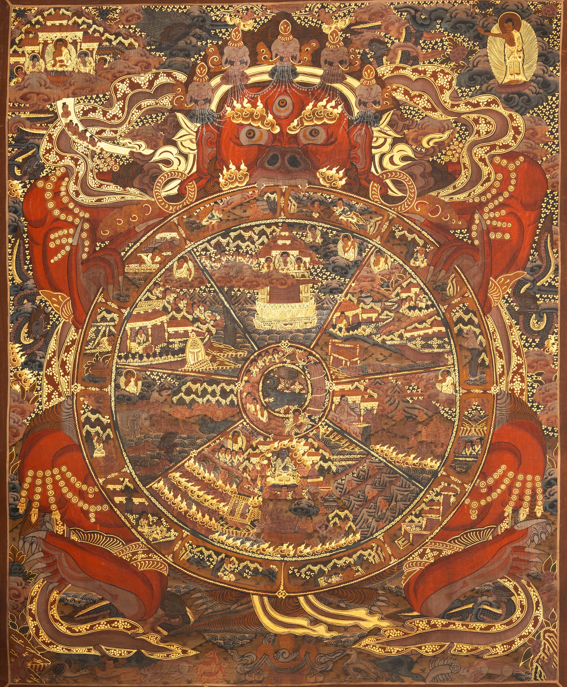 Bhavachakra Thangka Painting – Spiritual Cycle of Life