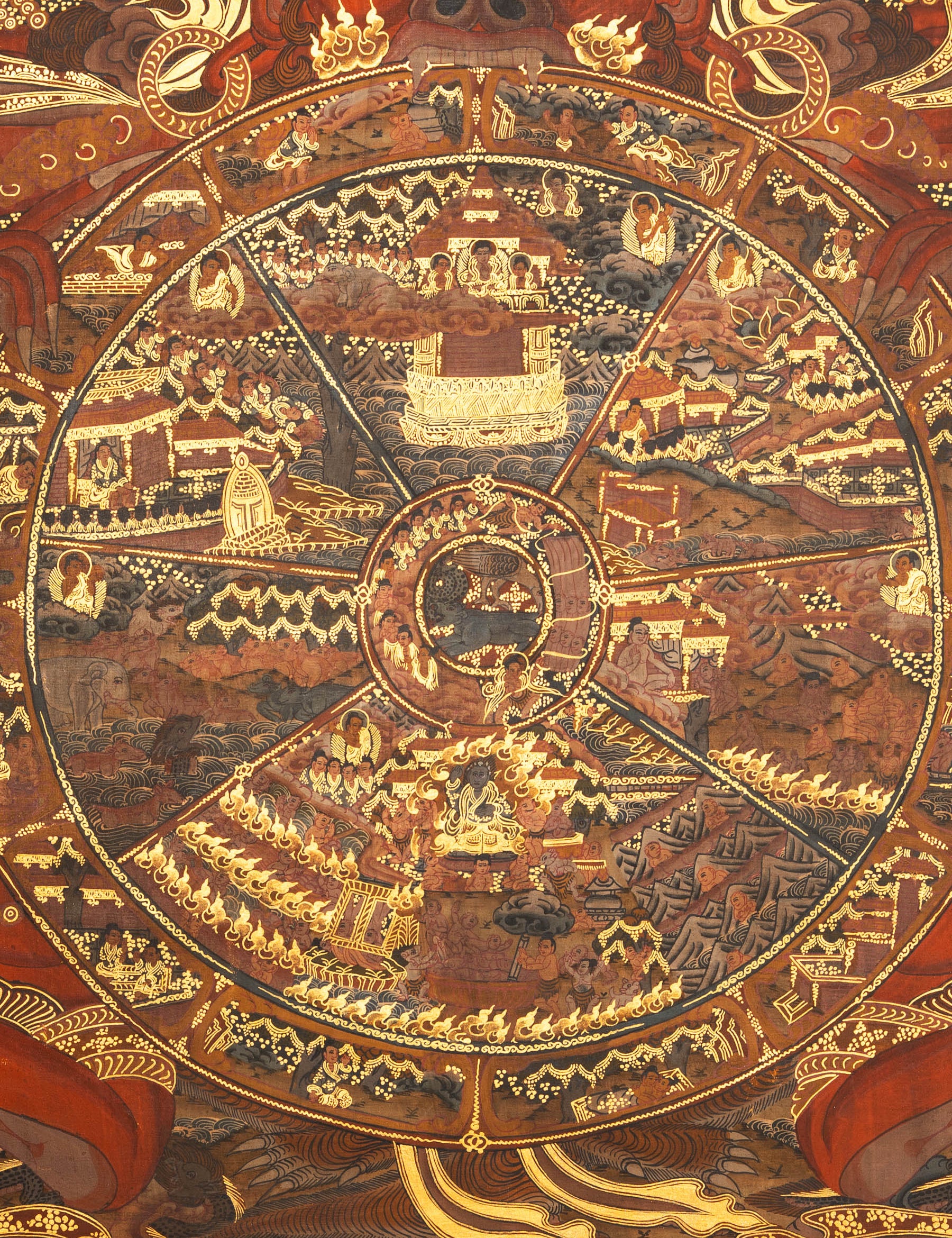 Bhavachakra Thangka Painting – Spiritual Cycle of Life