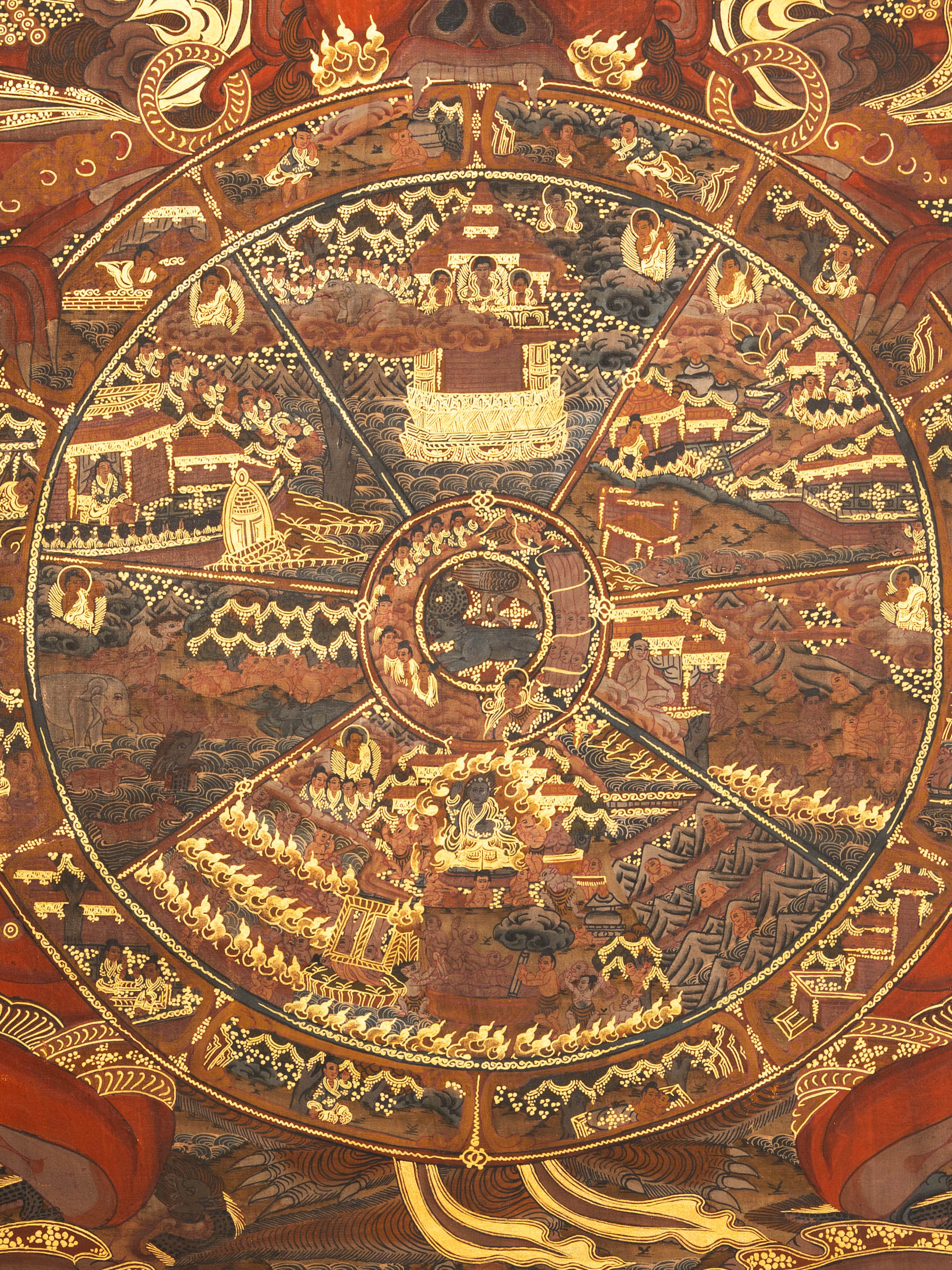 Bhavachakra Thangka Painting – Spiritual Cycle of Life