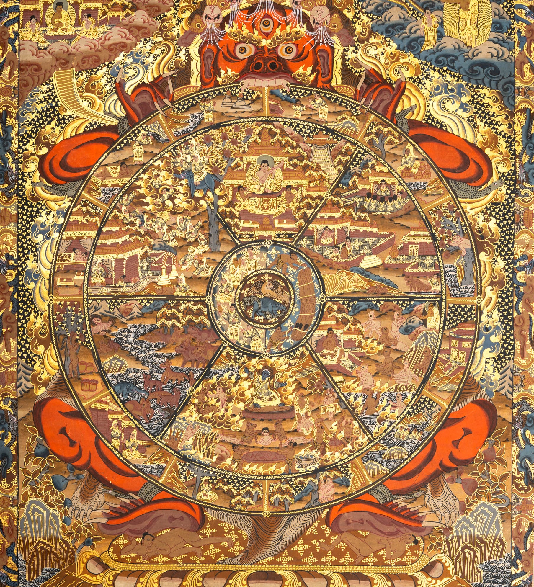 Wheel of Life - Antique Tibetan Thangka