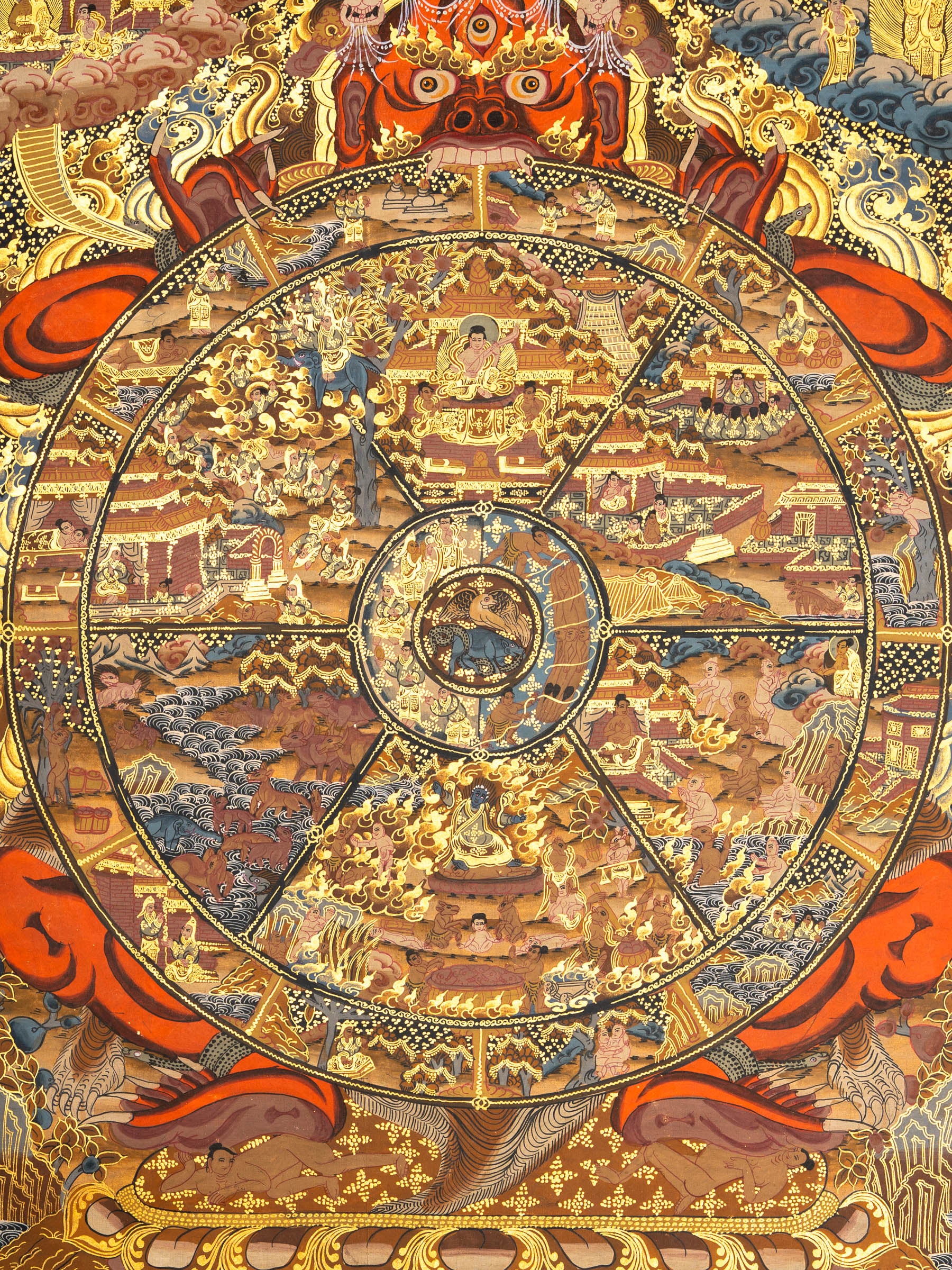 Wheel of Life - Antique Tibetan Thangka