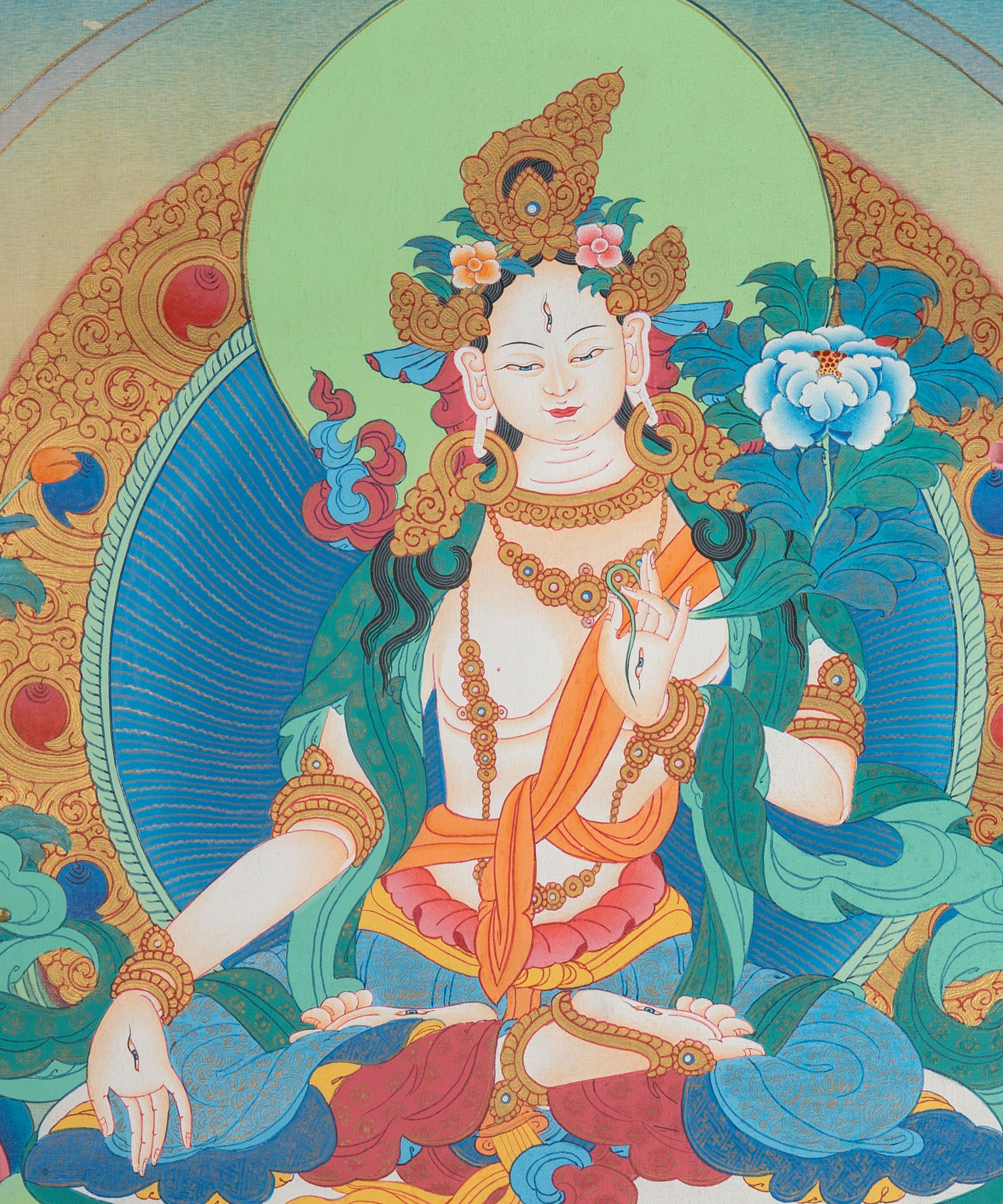 White Tara Thangka - Handpainted Art