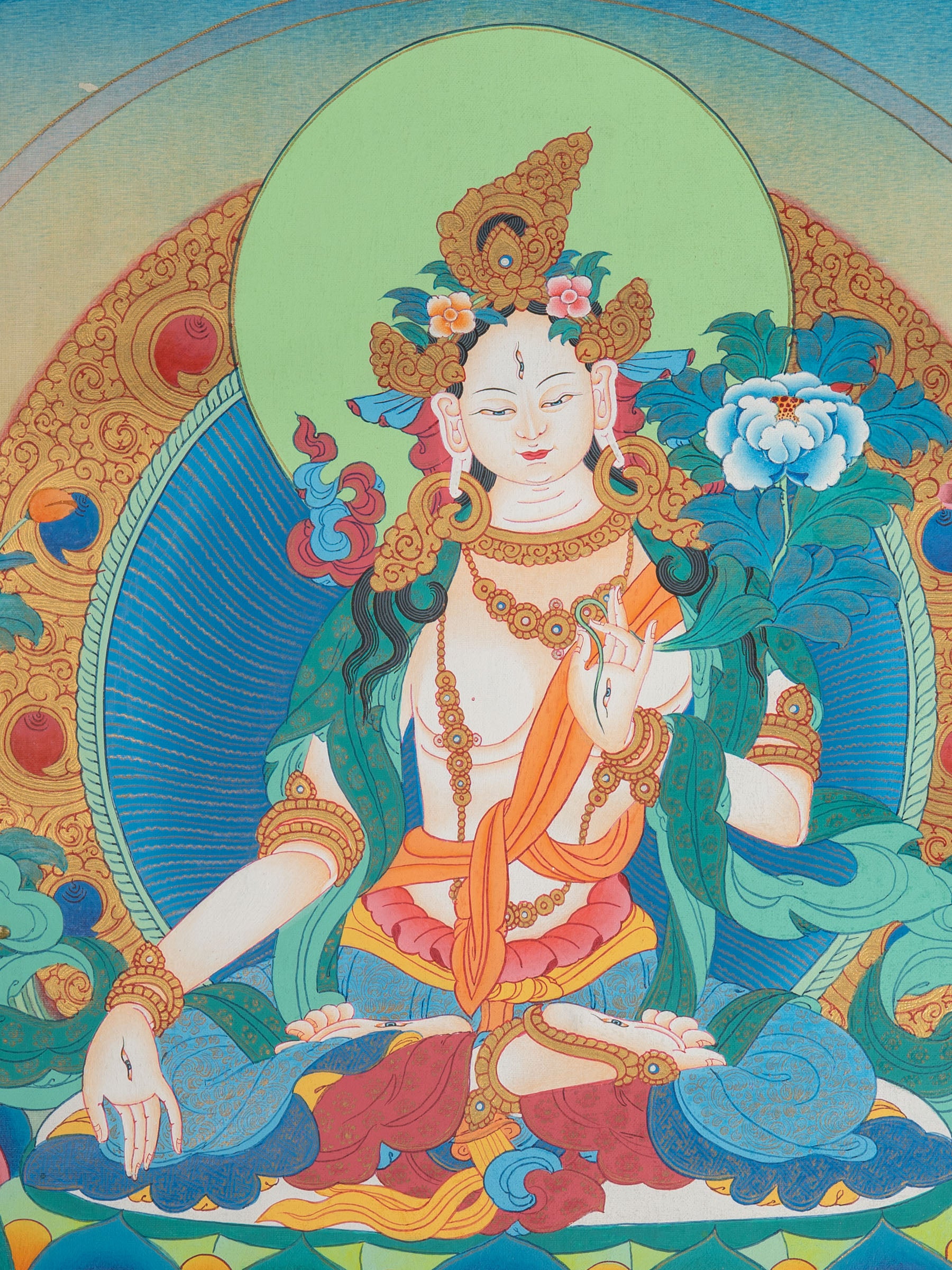 White Tara Thangka - Handpainted Art