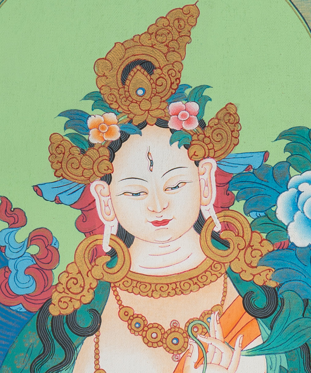 White Tara Thangka - Handpainted Art