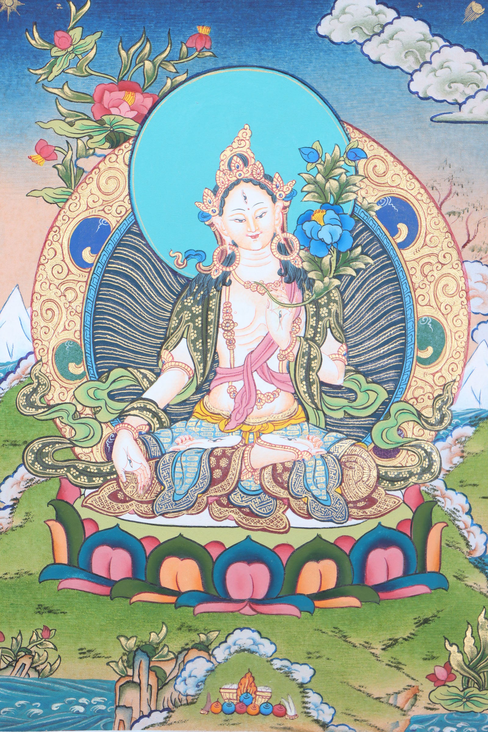 White Tara Thangka - High Quality - Himalayas Shop